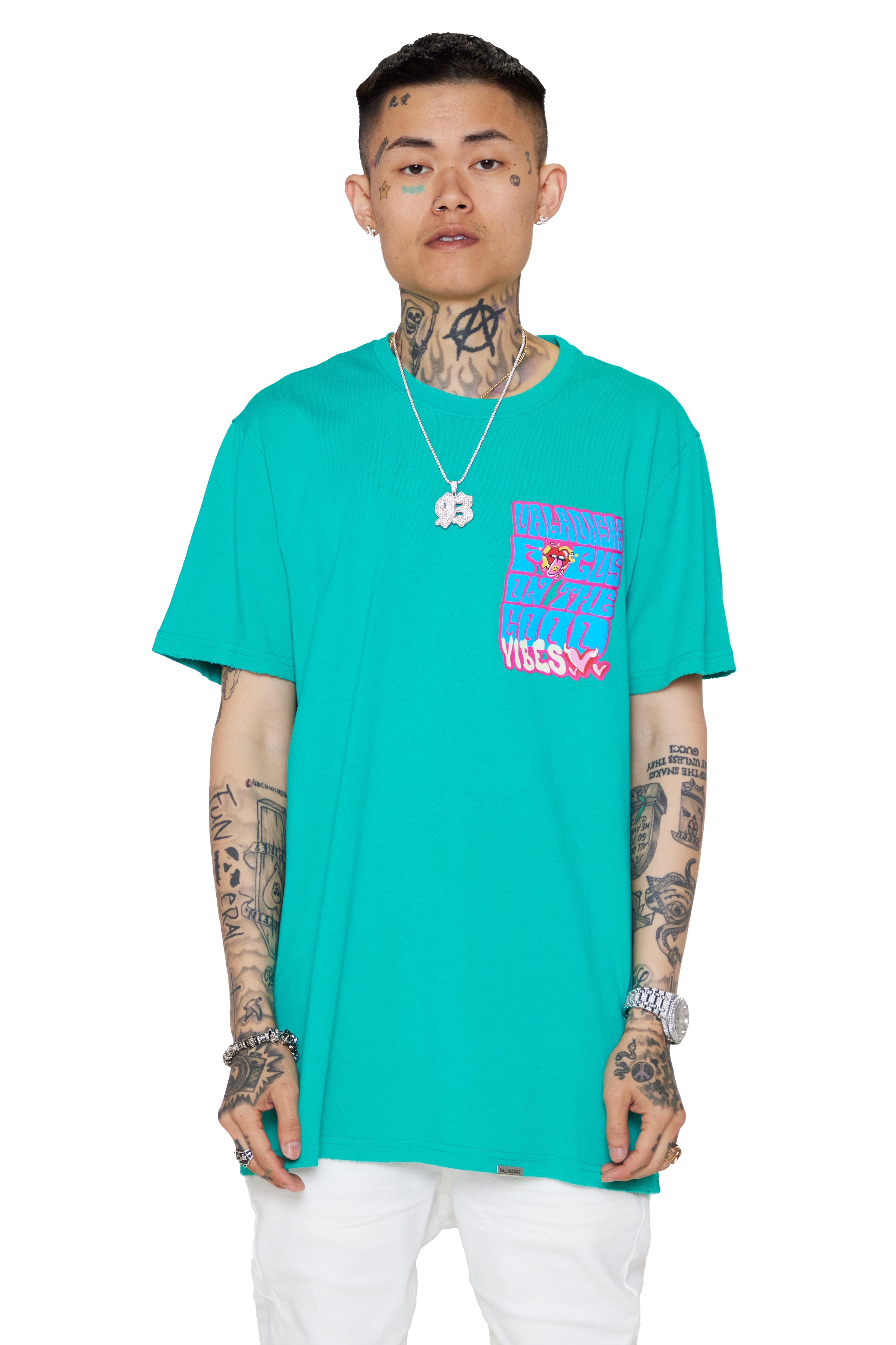 "GOOD VIBES" VINTAGE BRIGHT GREEN TEE sold by valabasas product image thumbnail 2