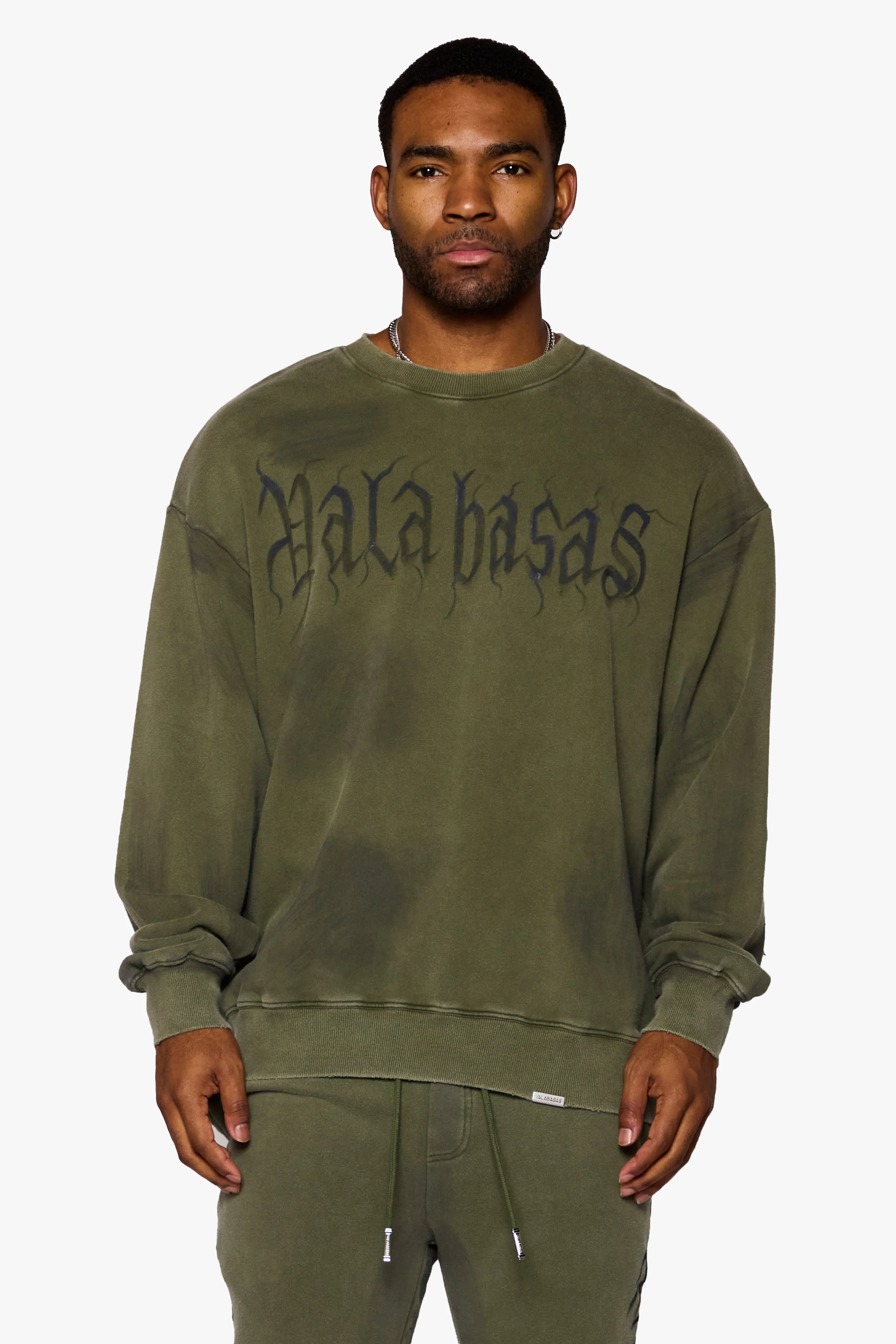 "GLYPHIQUE" LONG SLEEVE OLIVE sold by valabasas product image thumbnail 2