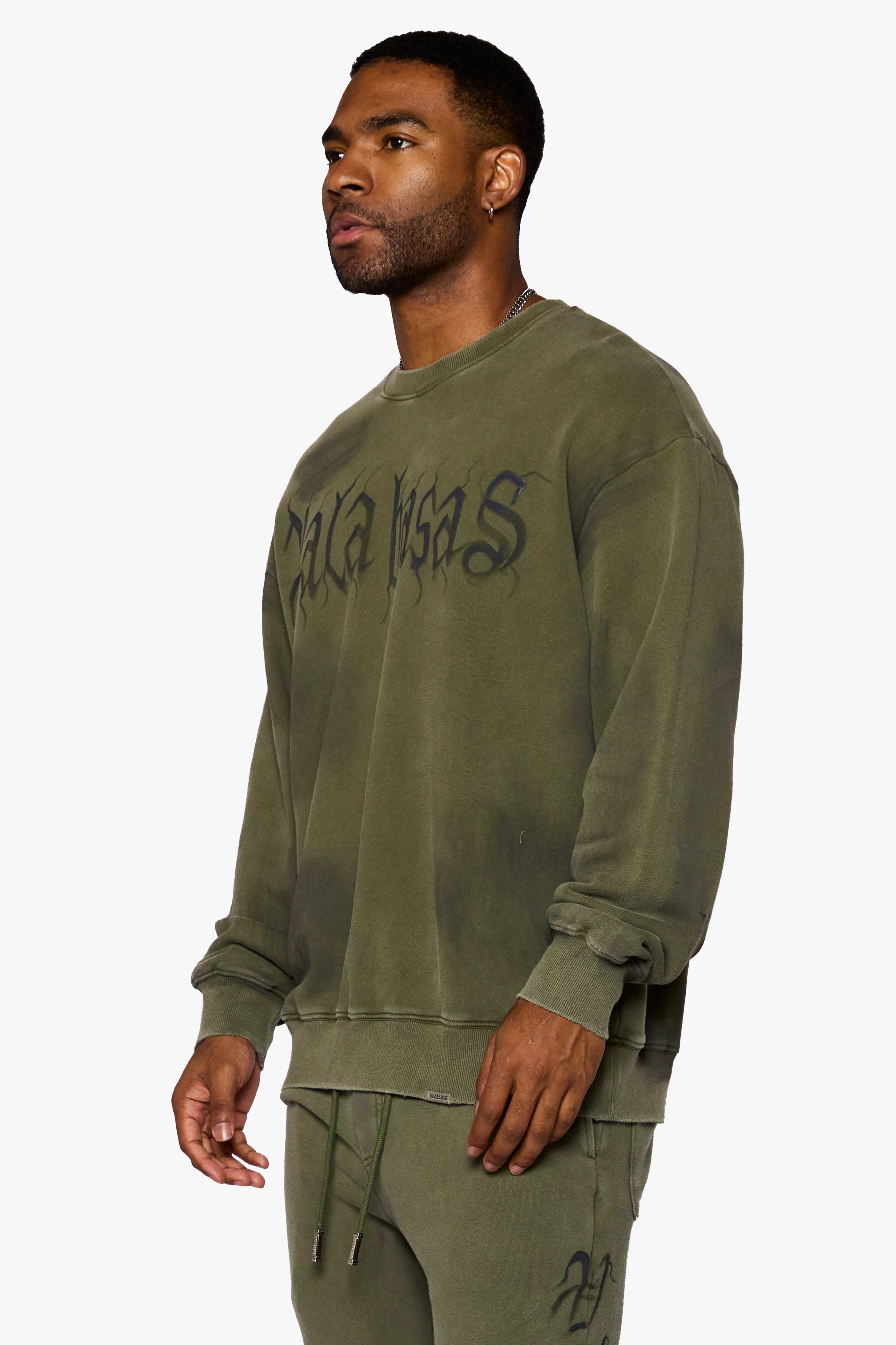 "GLYPHIQUE" LONG SLEEVE OLIVE sold by valabasas product image thumbnail 3