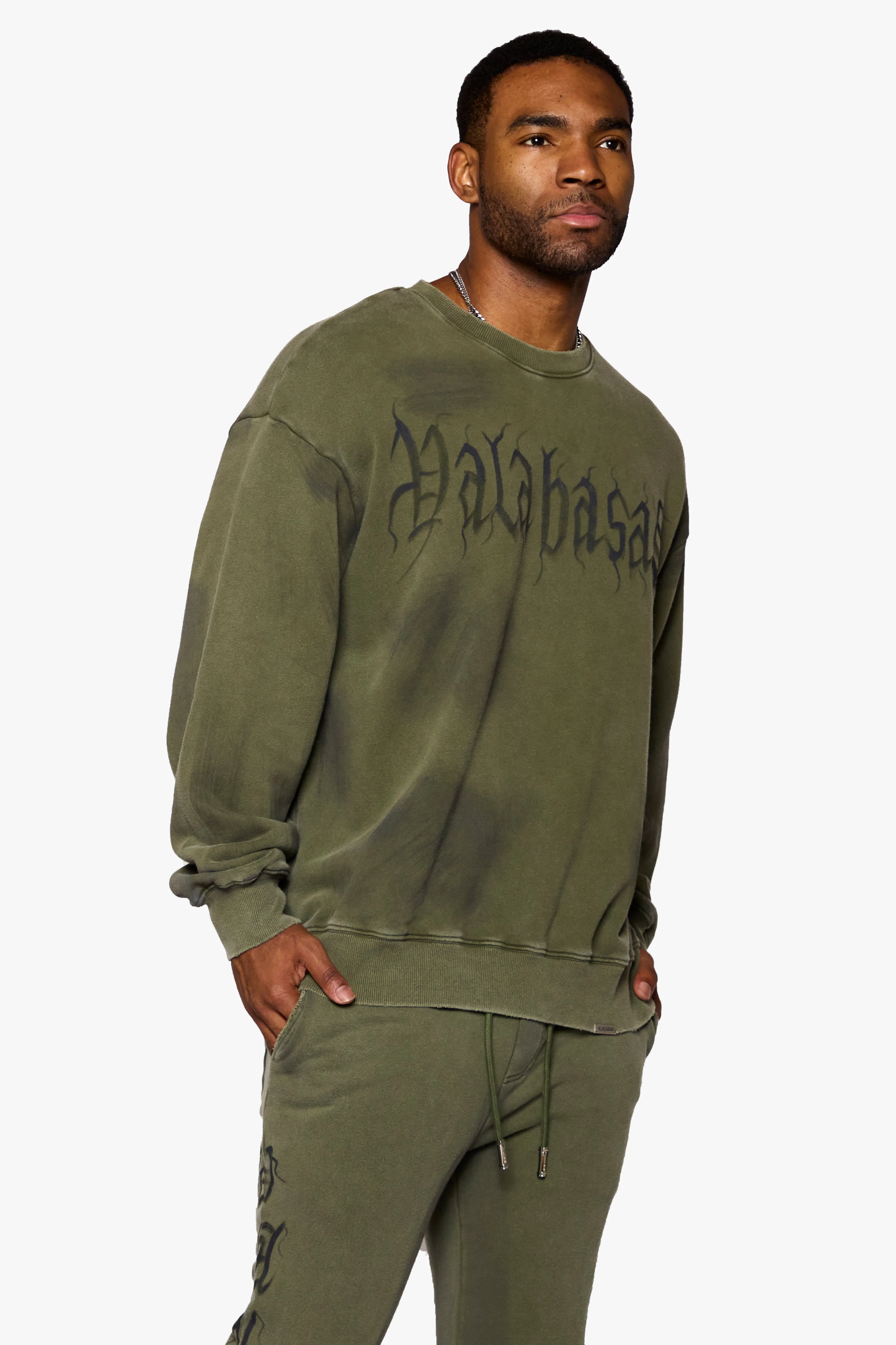 "GLYPHIQUE" LONG SLEEVE OLIVE sold by valabasas product image thumbnail 4