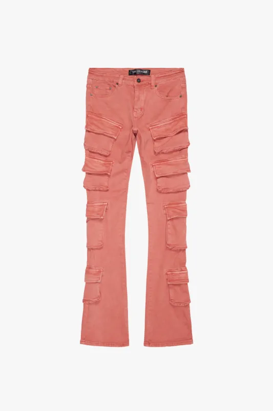 "PINNACLE” TANGERINE STACKED FLARE JEAN sold by valabasas