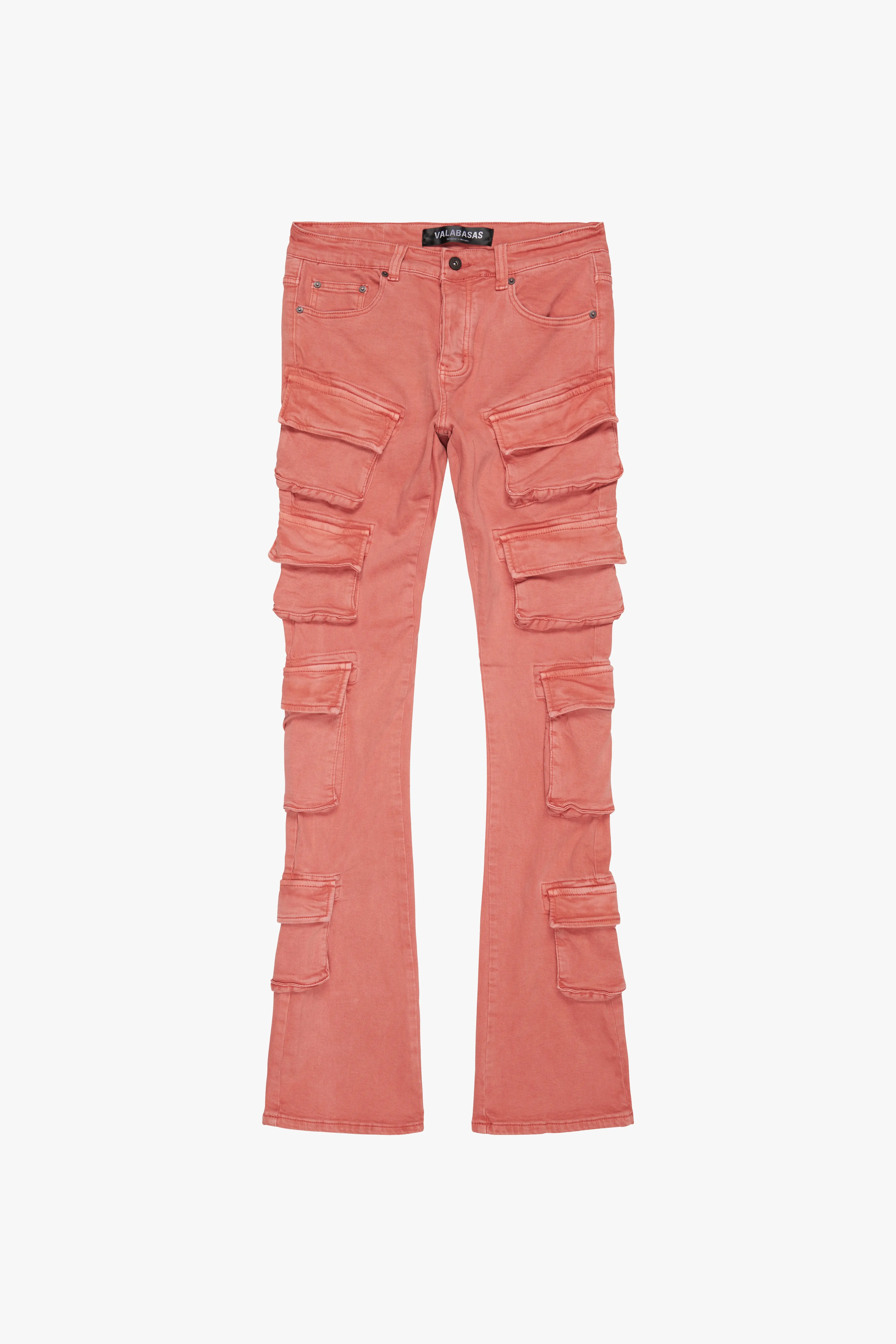 "PINNACLE” STACKED FLARE JEAN TANGERINE sold by valabasas