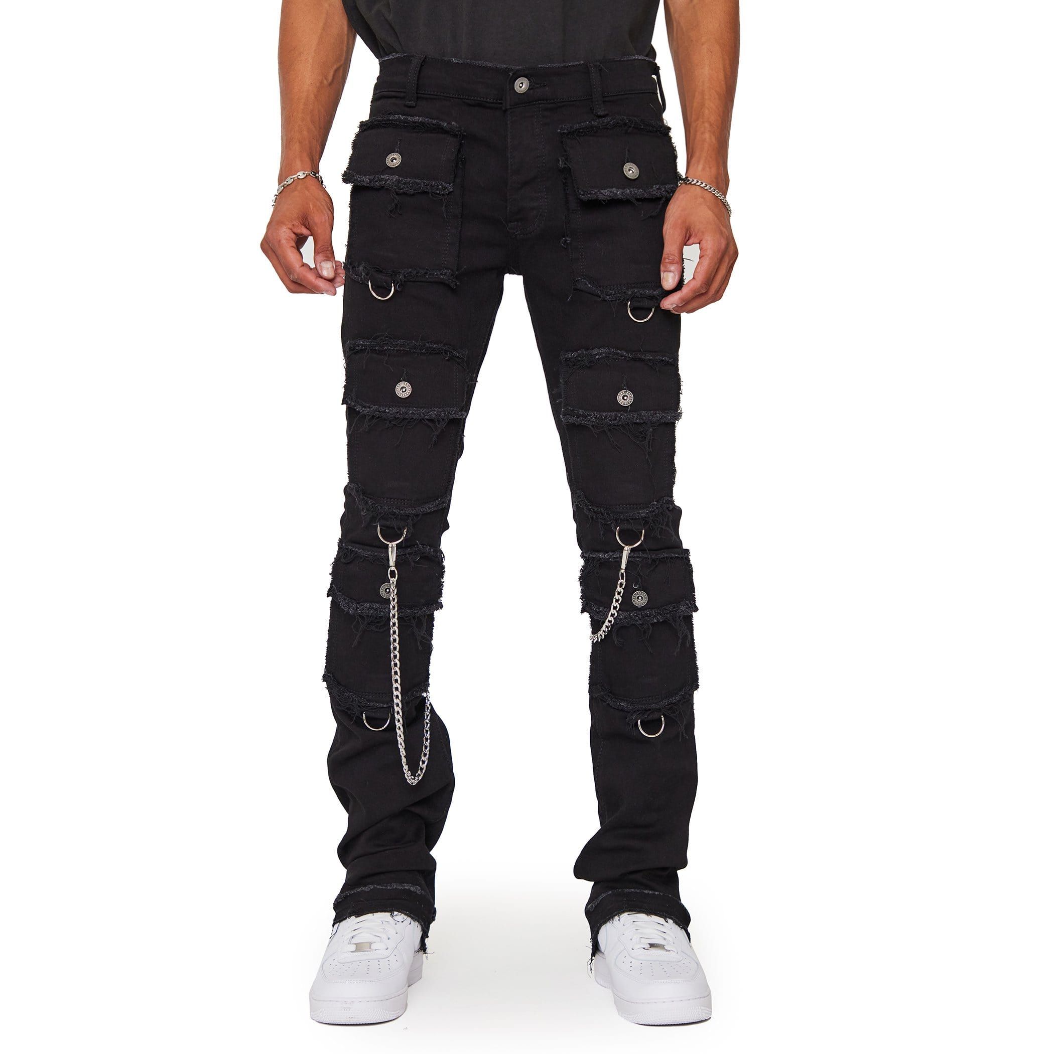 “HYBRID'' NERO STACKED FLARE JEAN sold by valabasas