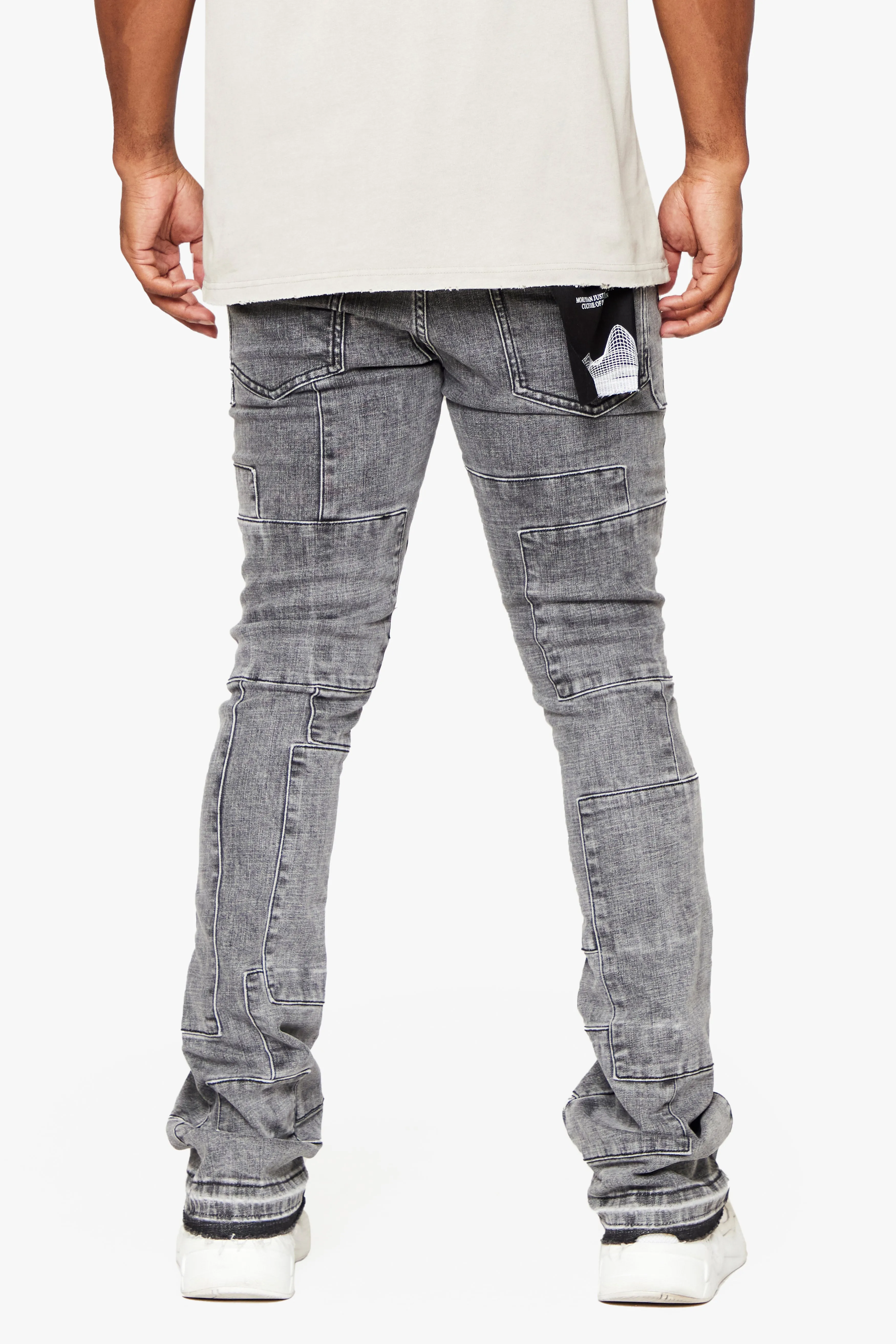 "BRICKS" STACKED FLARE JEAN LT GREY sold by valabasas product image thumbnail 2
