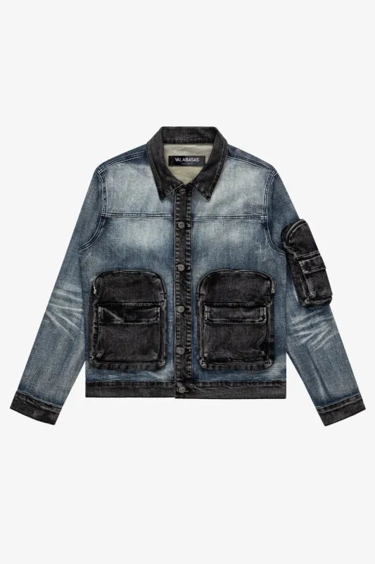 "CAPTAIN" BLUE BLACK WASH DENIM JACKET sold by valabasas