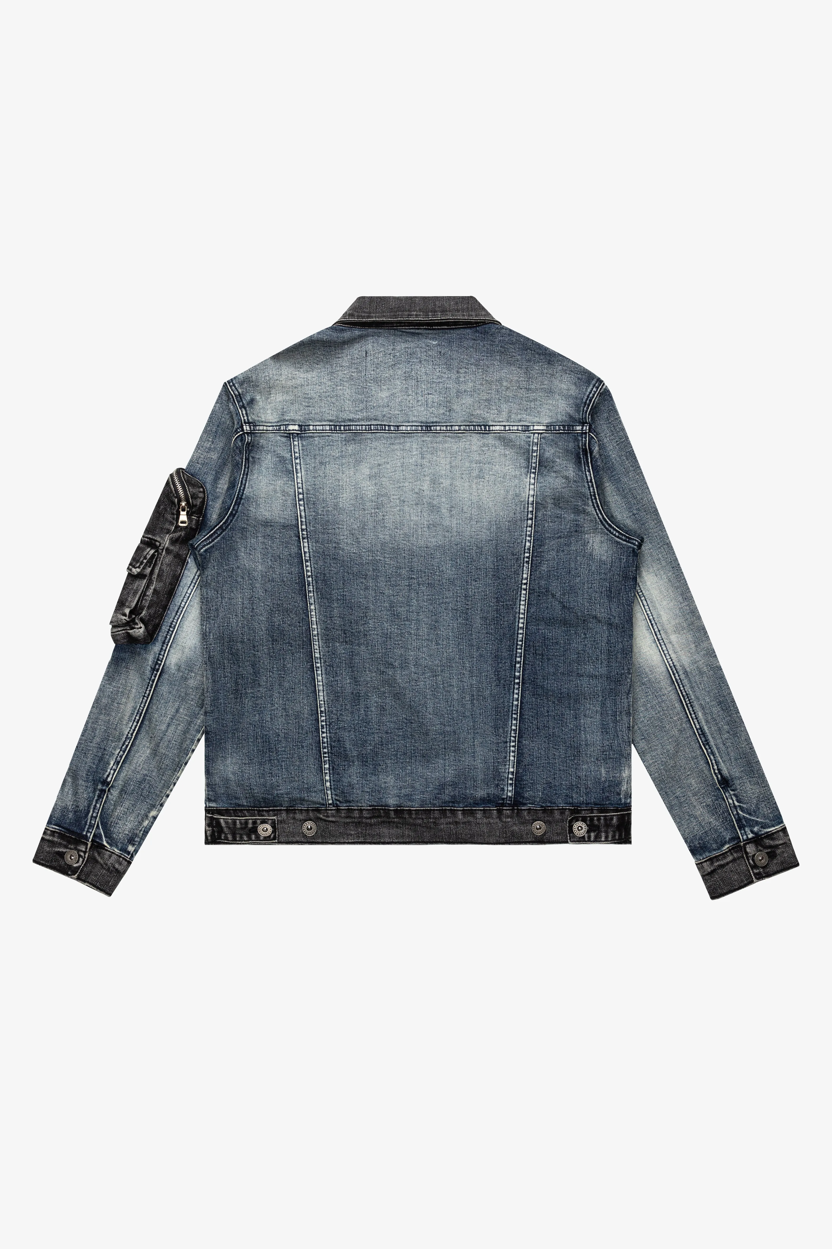 "CAPTAIN" BLUE BLACK WASH DENIM JACKET sold by valabasas product image thumbnail 3