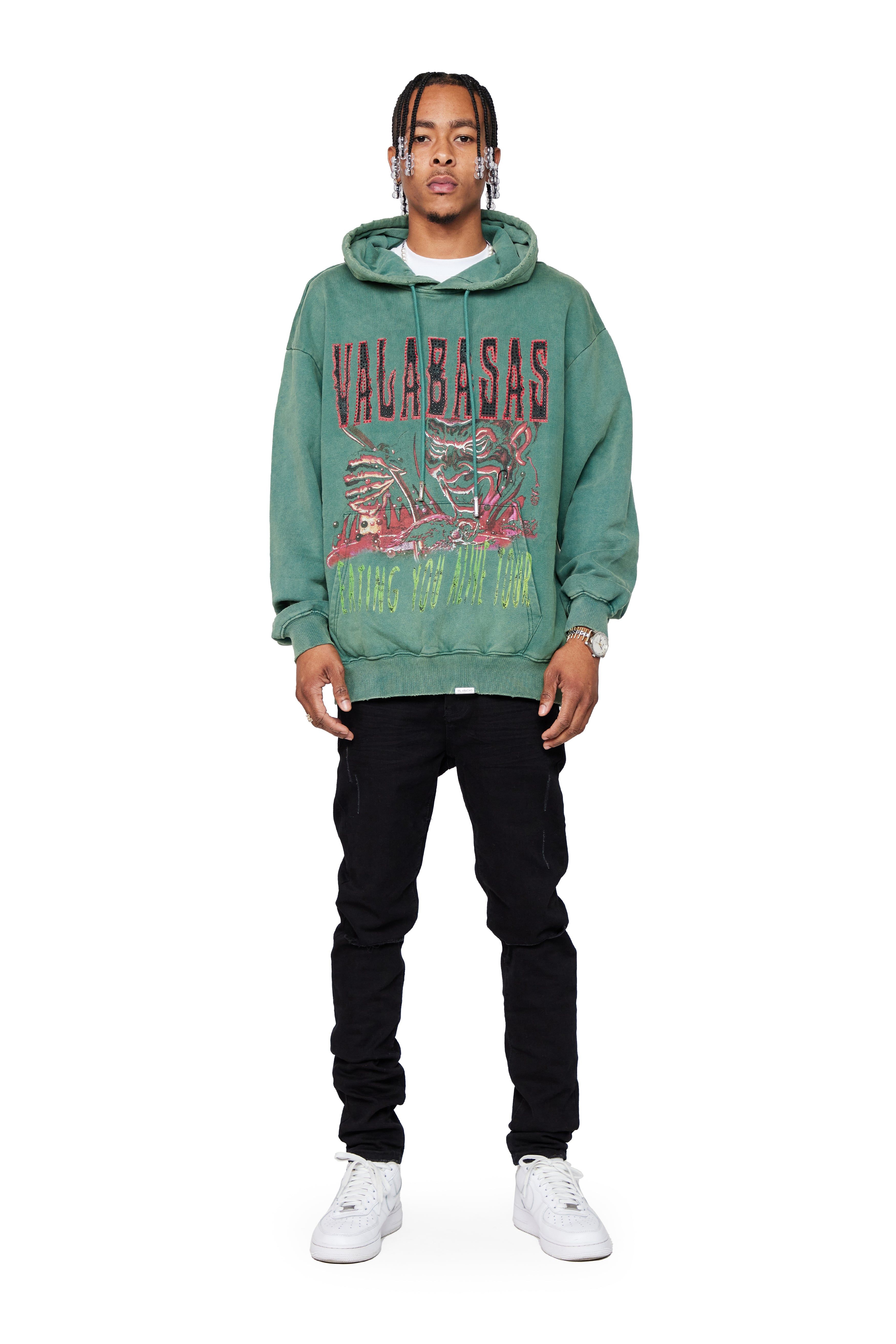 VALABASAS HOODIE "ALIVE TOUR" WASHED FIELD GREEN sold by valabasas