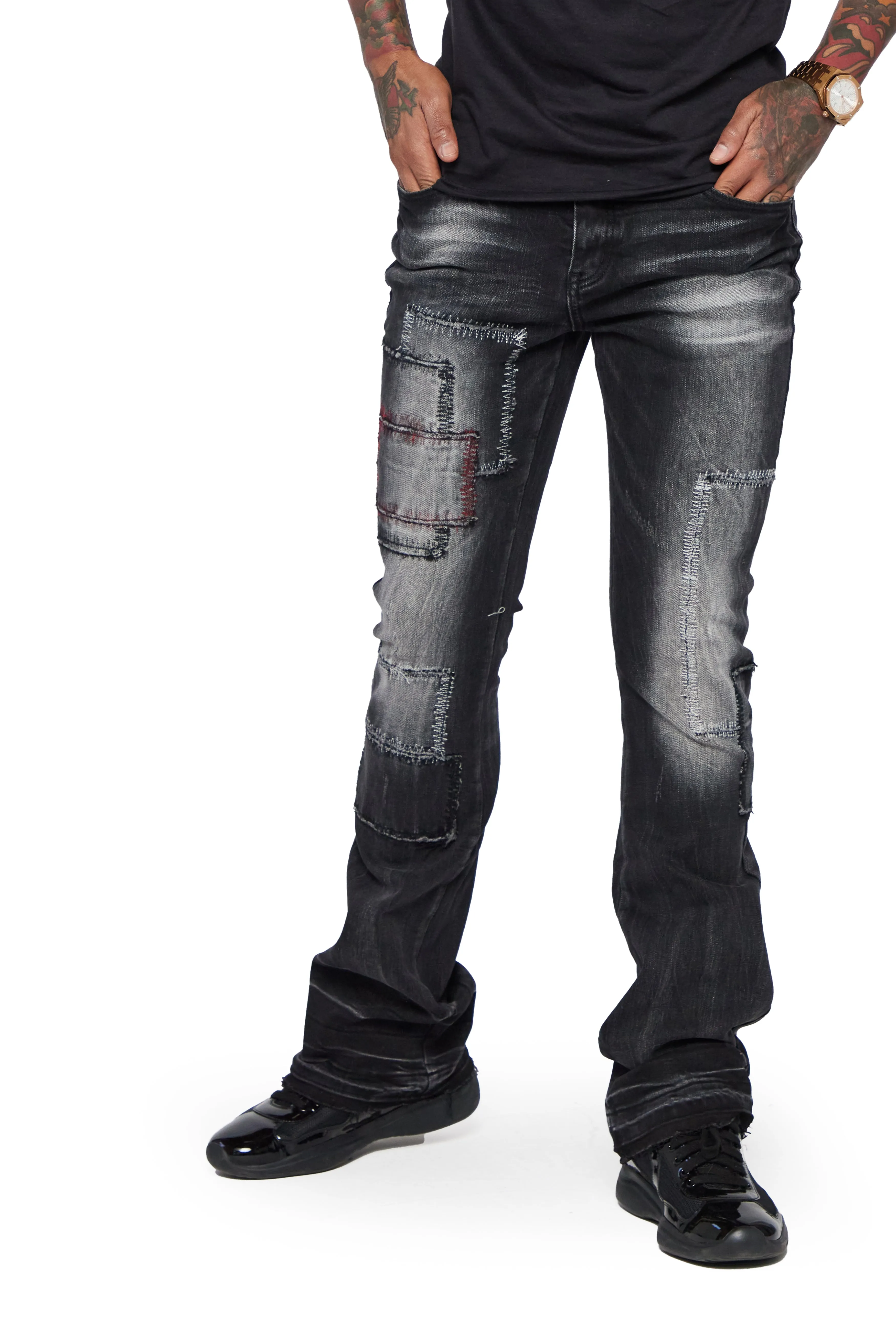 "BEAR" GREY WASHED STACKED FLARE JEAN sold by valabasas product image thumbnail 2