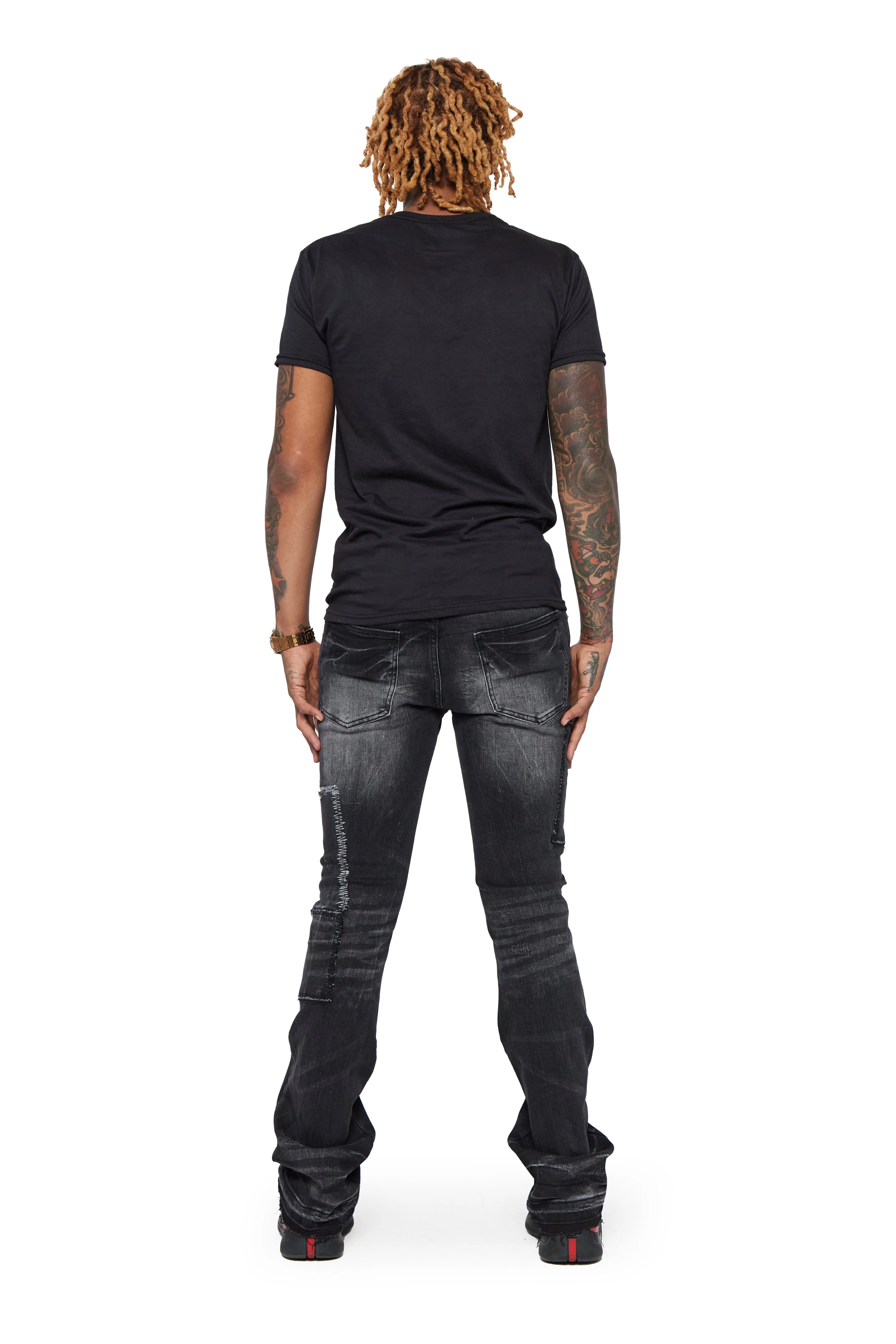 "BEAR" GREY WASHED STACKED FLARE JEAN sold by valabasas product image thumbnail 5