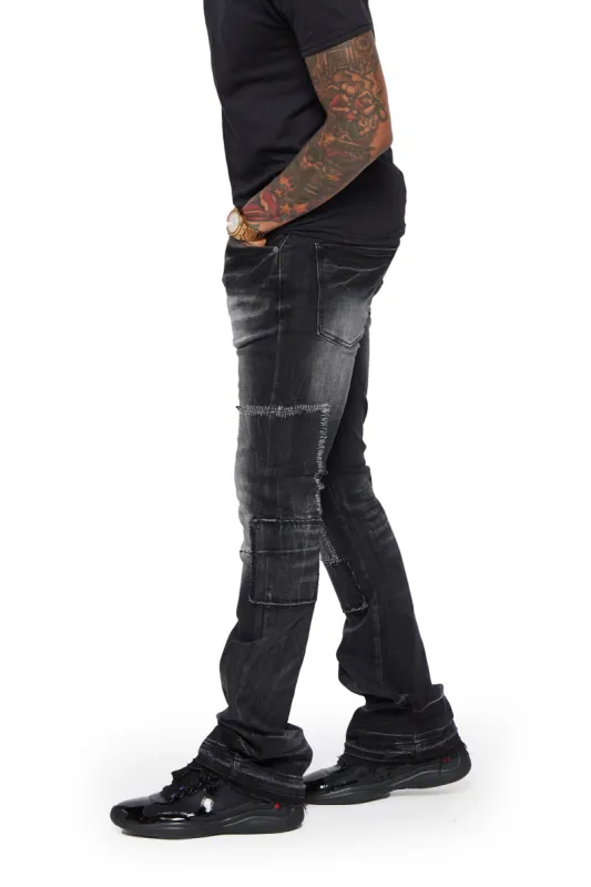 "BEAR" GREY WASHED STACKED FLARE JEAN sold by valabasas