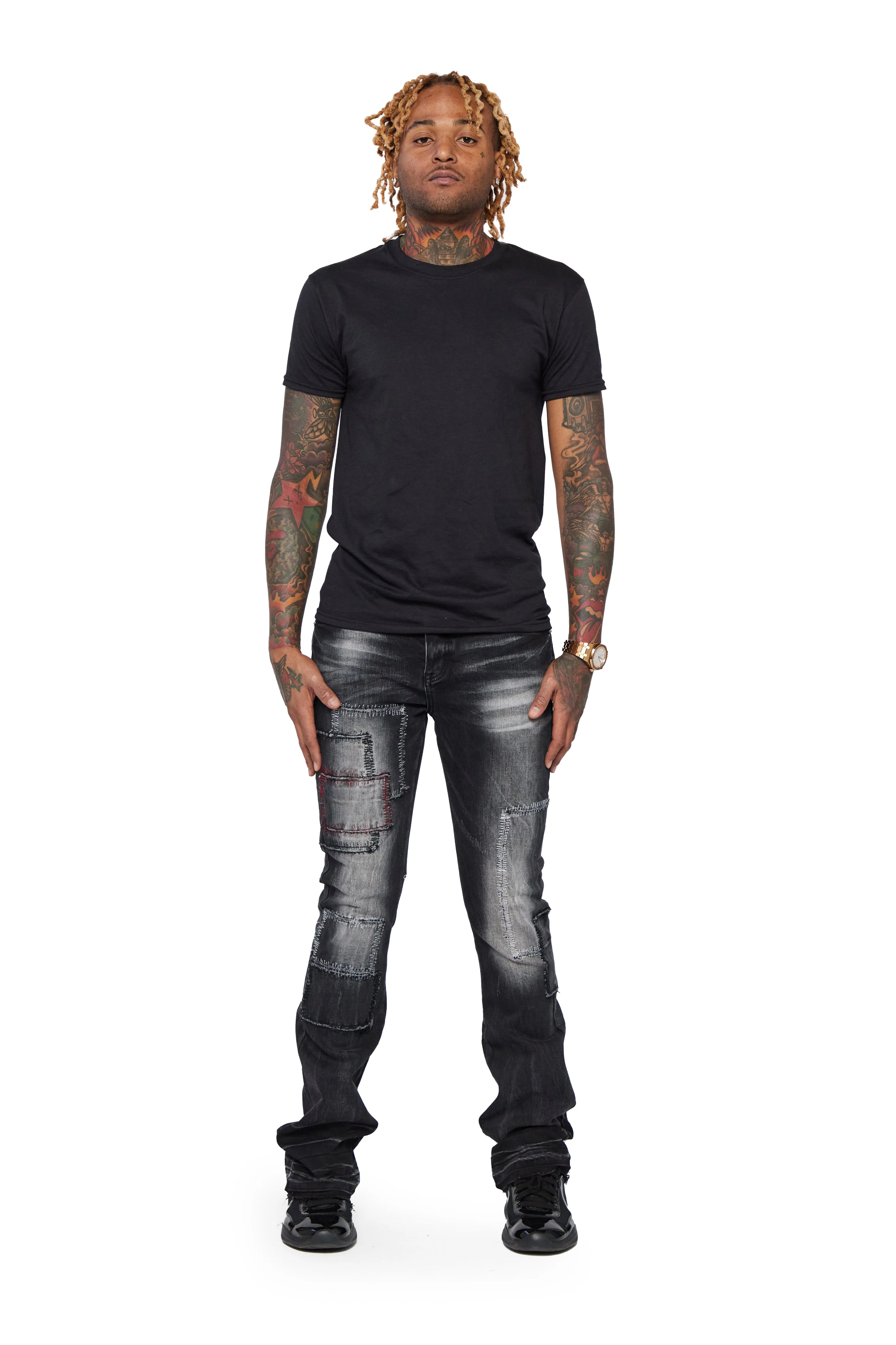 "BEAR" GREY WASHED STACKED FLARE JEAN sold by valabasas product image thumbnail 3
