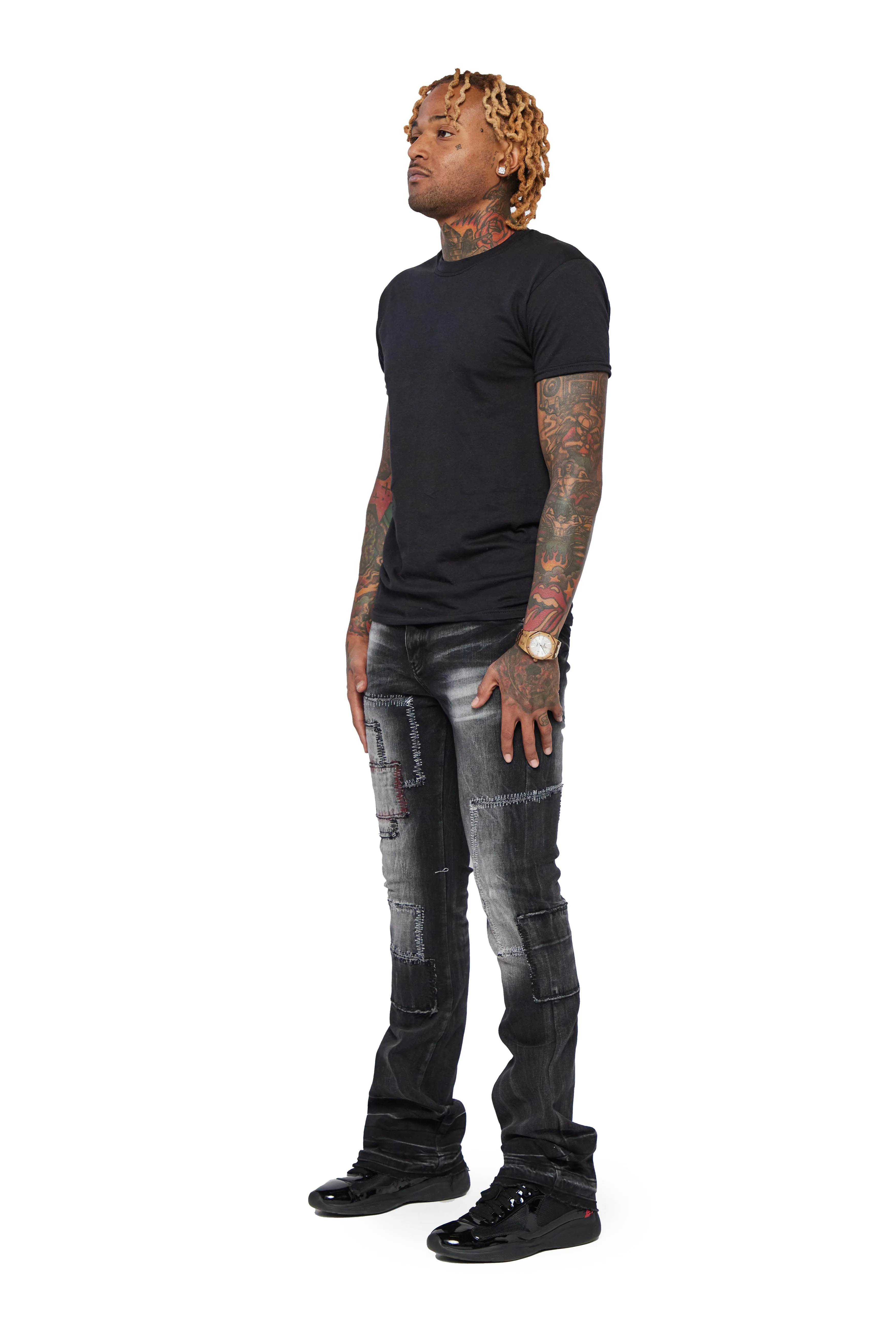 "BEAR" GREY WASHED STACKED FLARE JEAN sold by valabasas product image thumbnail 4