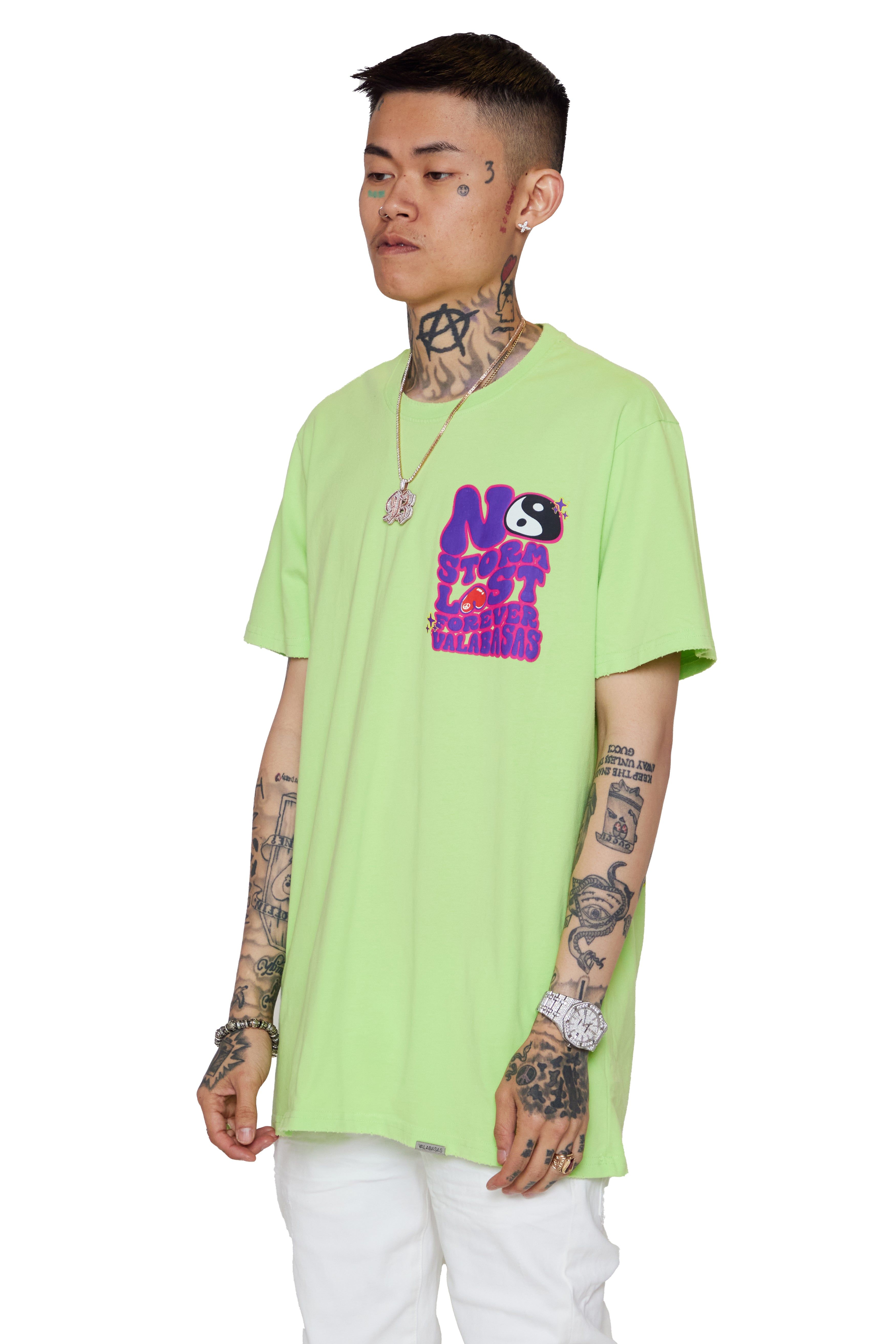 VALABASAS TEE "THE STORM" VINTAGE LIME sold by valabasas product image thumbnail 6