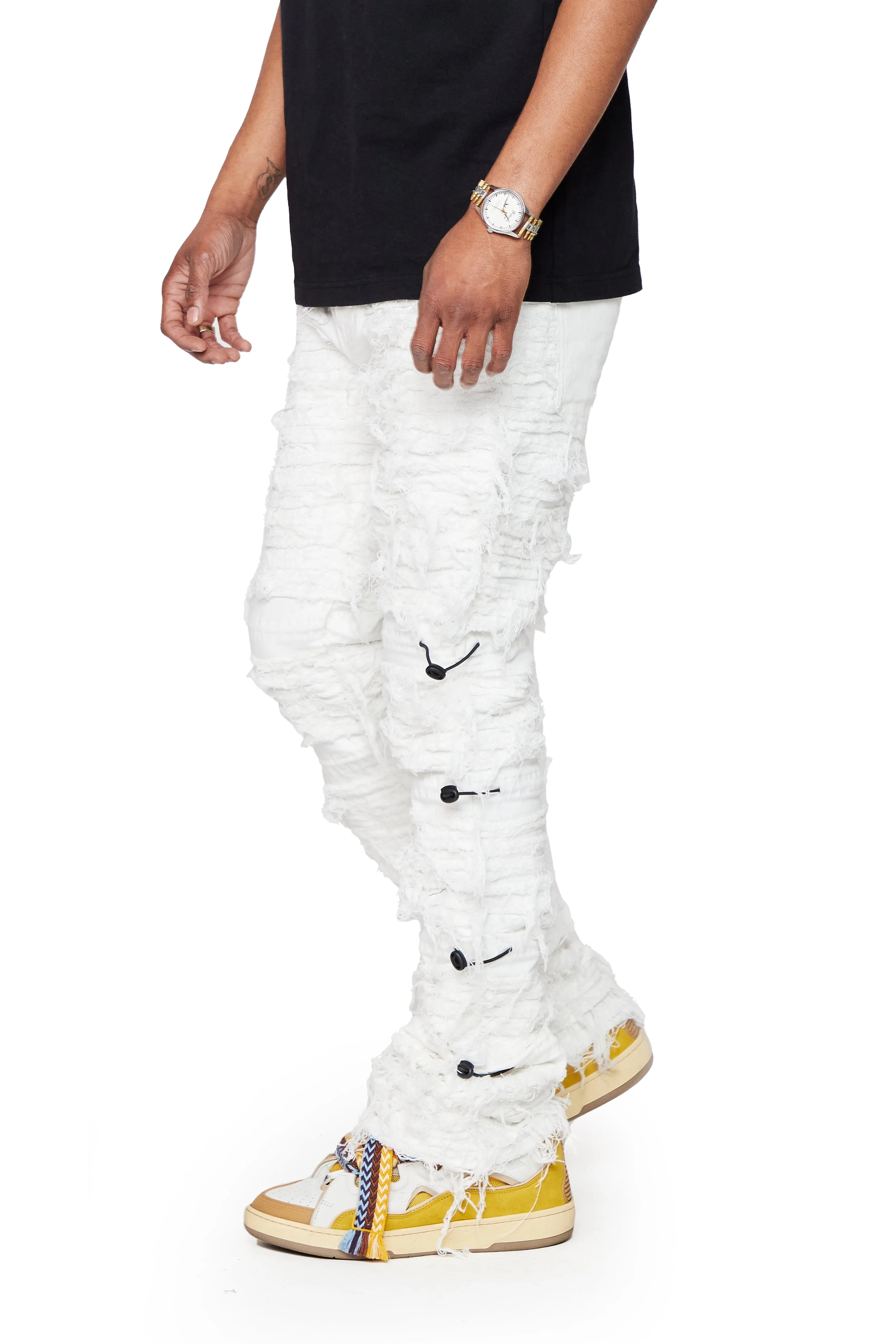 "DEFIANT" WHITE STACKED FLARE JEAN sold by valabasas product image thumbnail 3