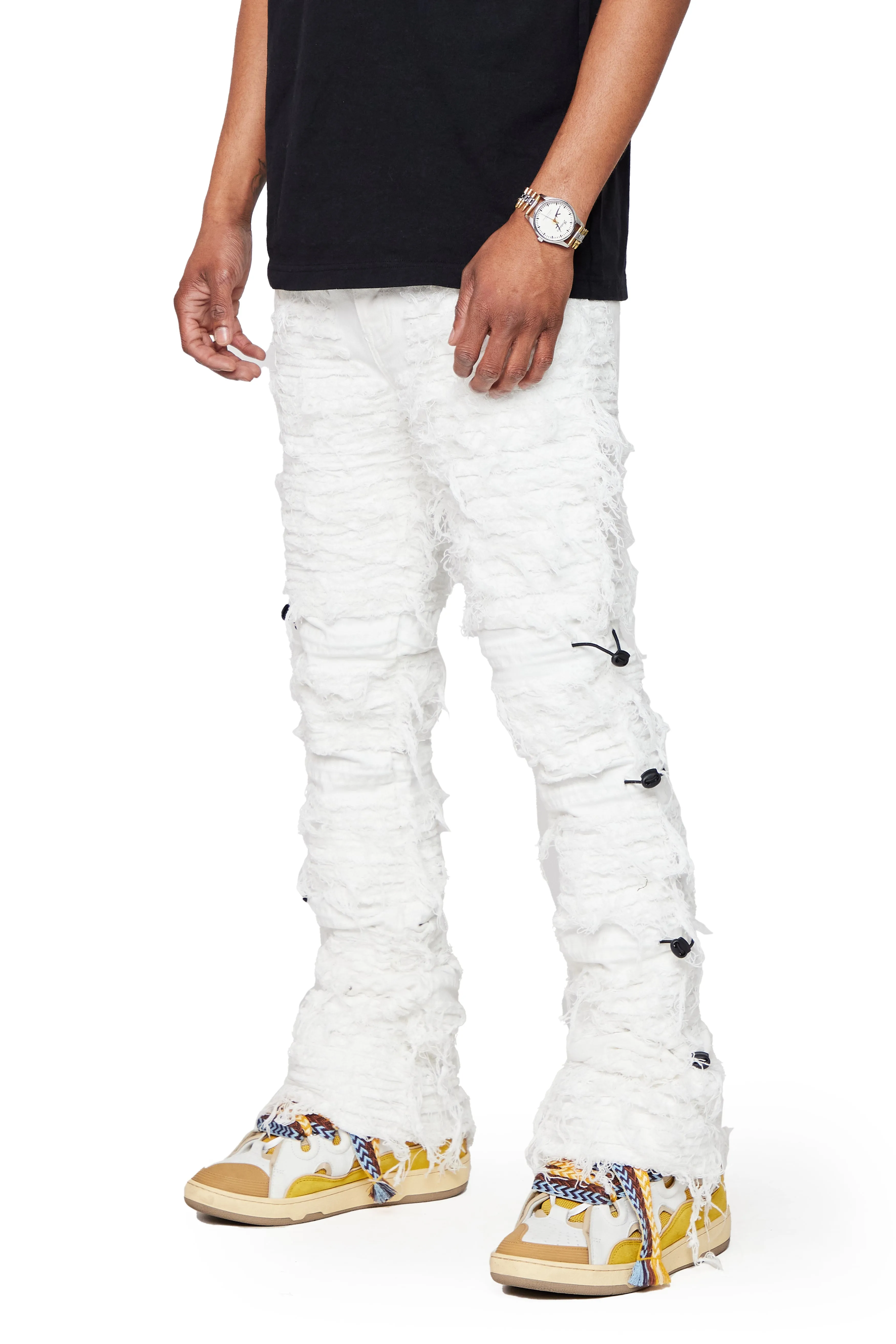 "DEFIANT" WHITE STACKED FLARE JEAN sold by valabasas product image thumbnail 4