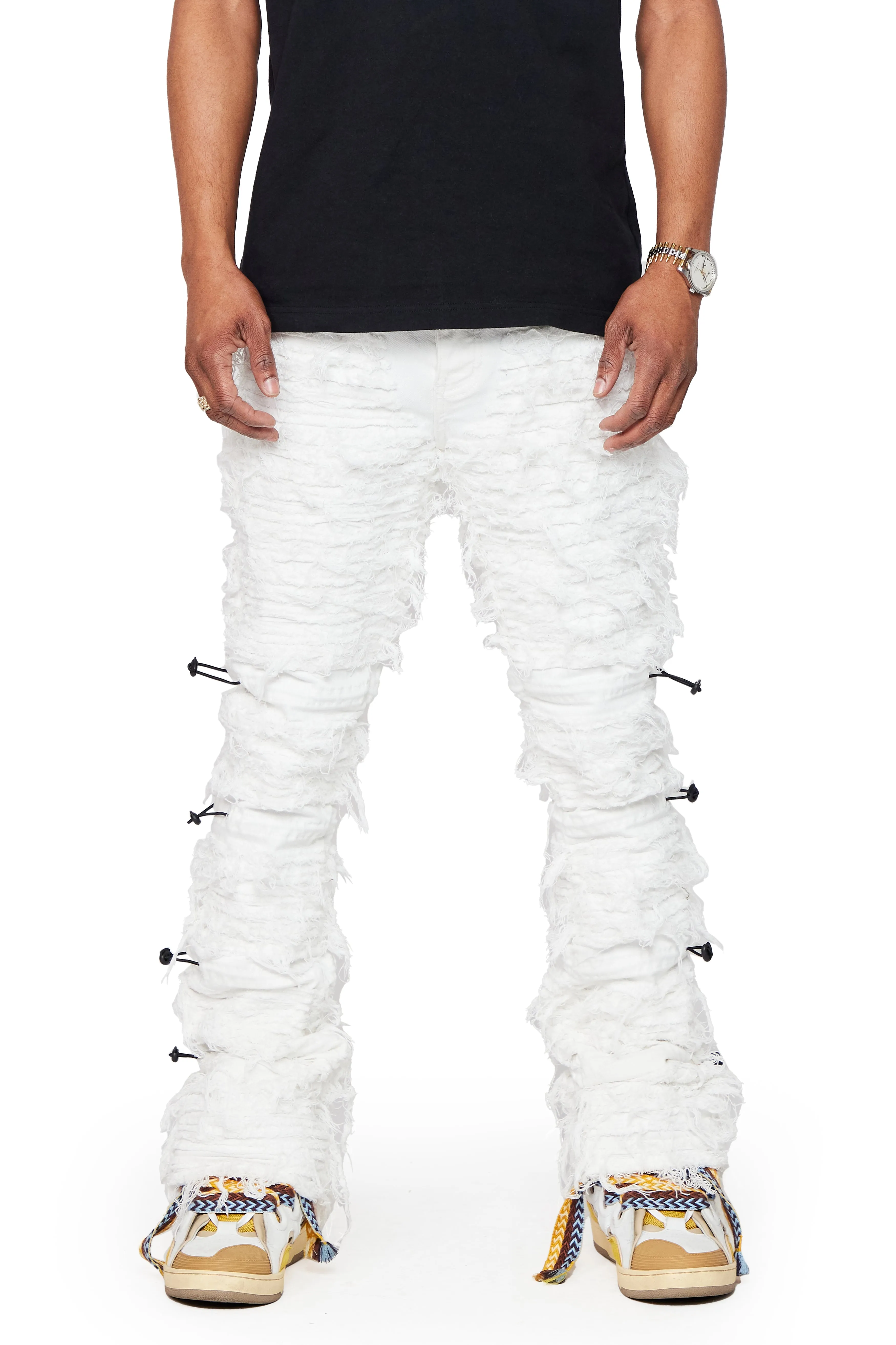 "DEFIANT" WHITE STACKED FLARE JEAN sold by valabasas product image thumbnail 2