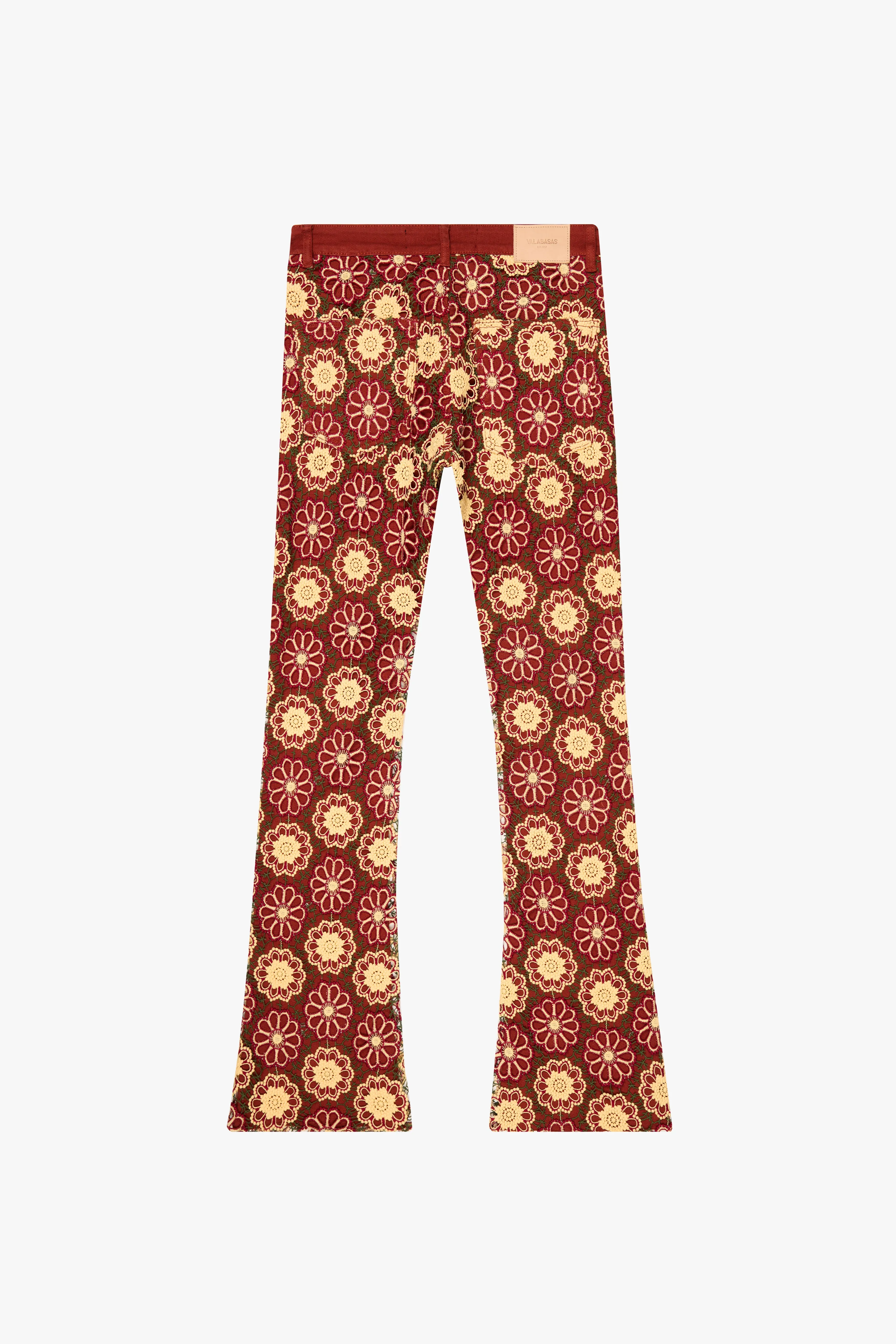 "HONEYCOMB" STACKED FLARE JEAN TANGERINE RED sold by valabasas product image thumbnail 3