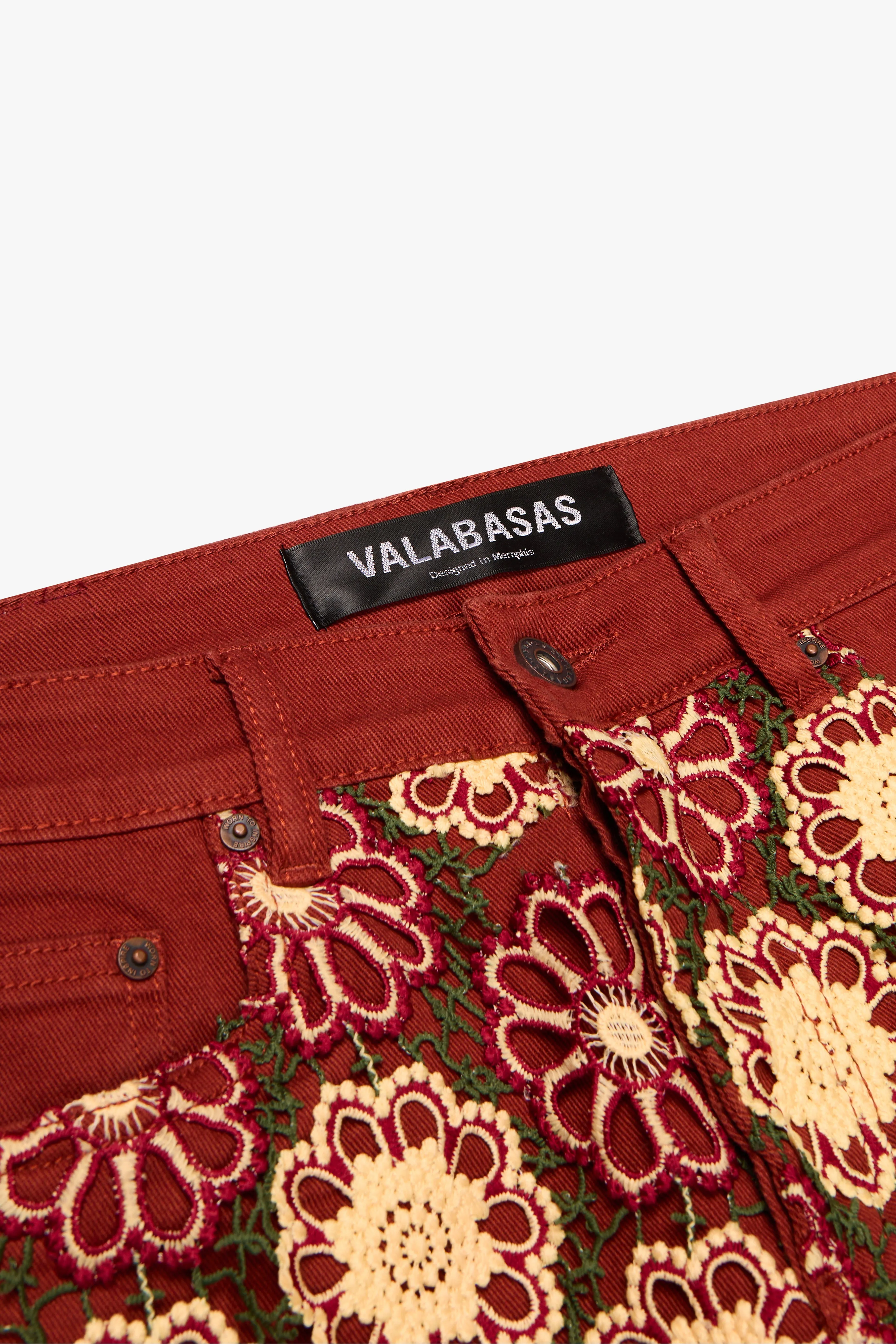 "HONEYCOMB" STACKED FLARE JEAN TANGERINE RED sold by valabasas product image thumbnail 2