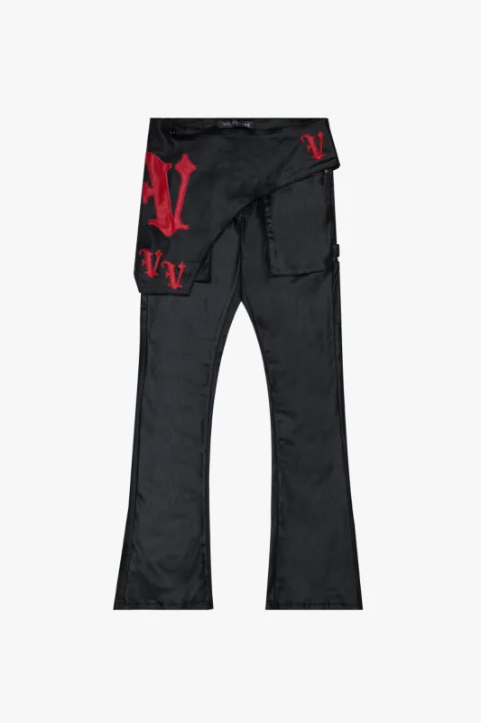 "NOIR” STACKED FLARE JEAN BLACK sold by valabasas