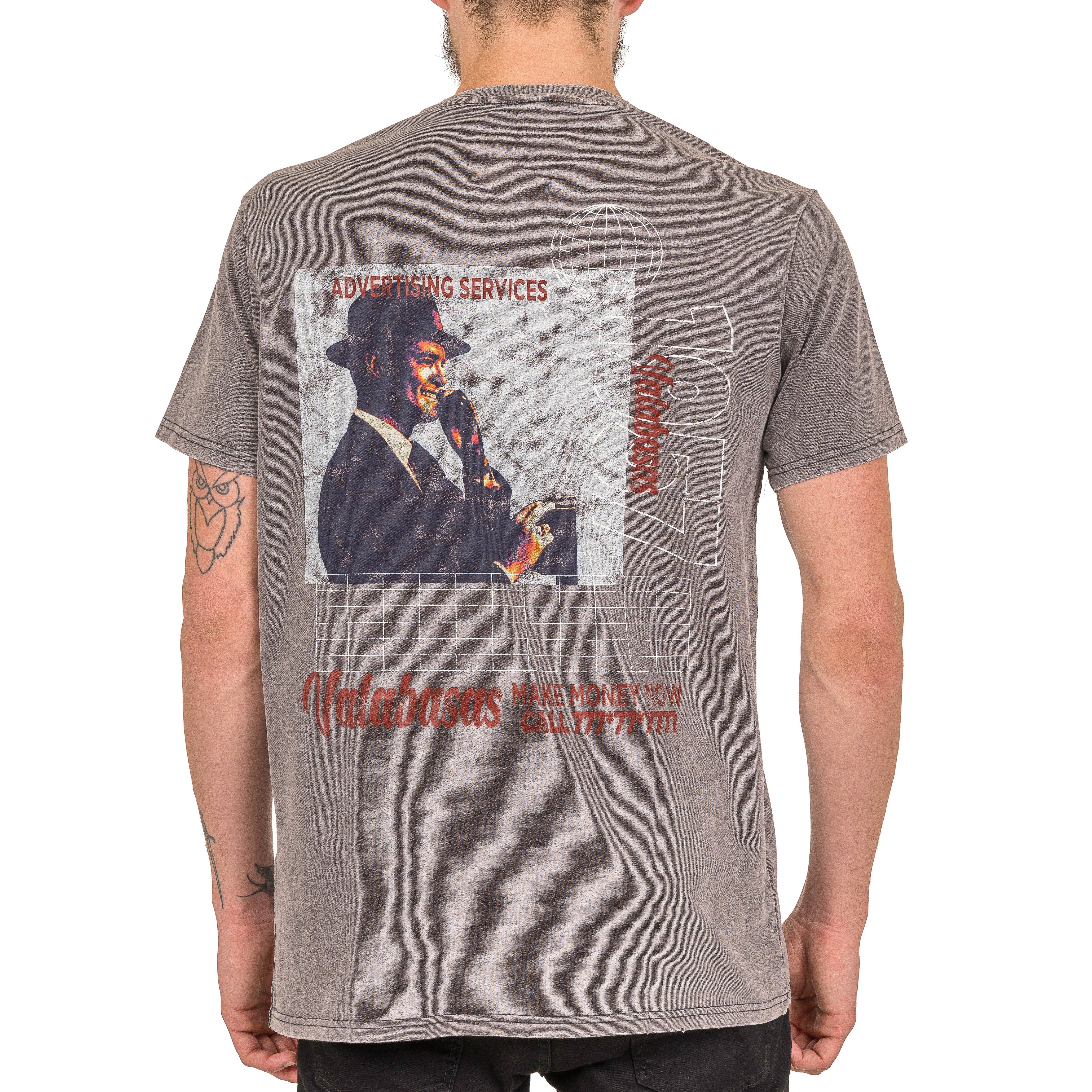 VALABASAS TEE “AD SERVICES” VINTAGE DARK GREY sold by valabasas