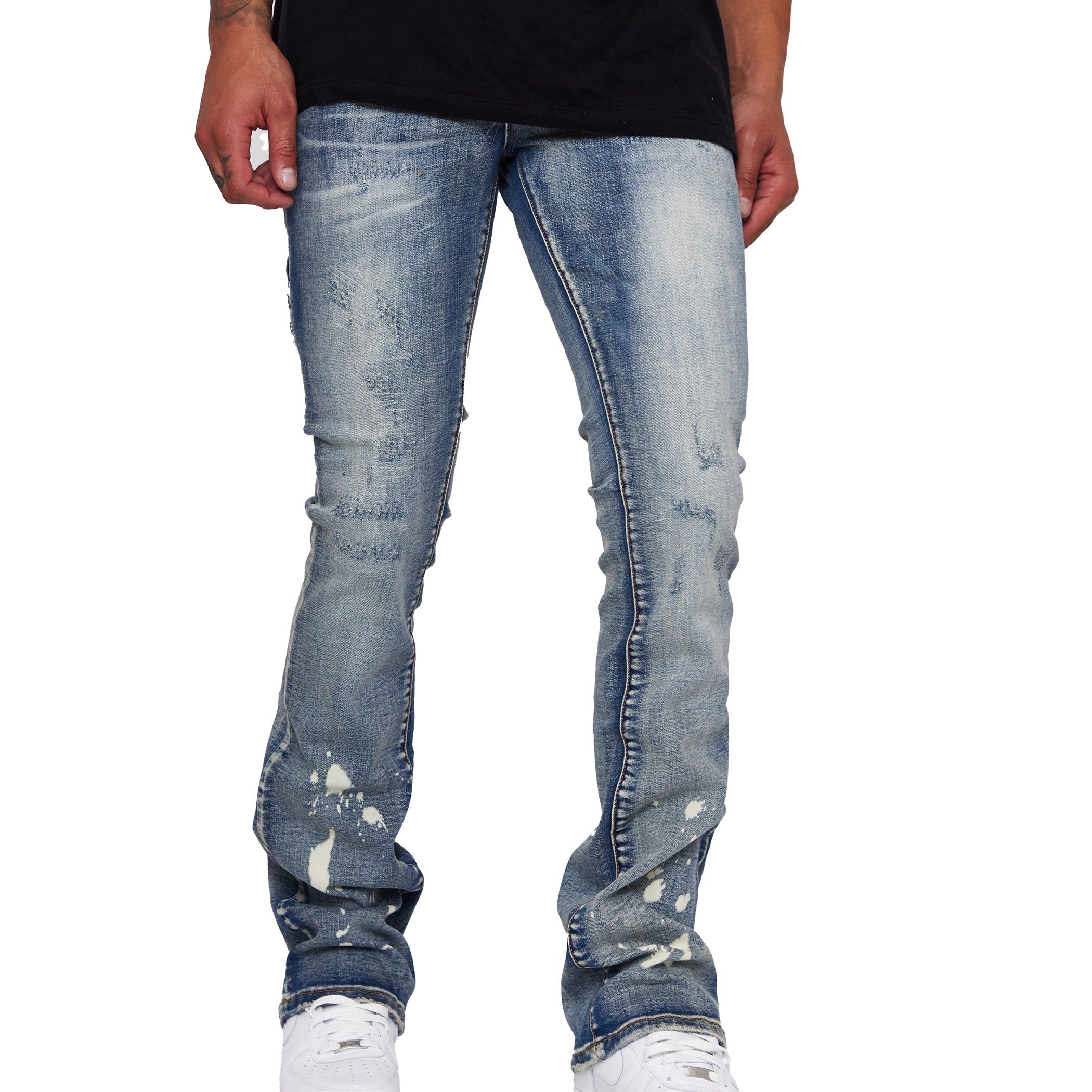 “M82” AZZURRO STACKED FLARE JEAN sold by valabasas product image thumbnail 4