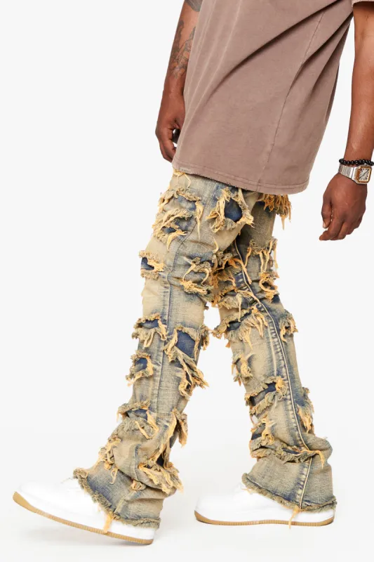 "EYEORE” LIGHT VINTAGE WASH STACKED FLARE JEAN sold by valabasas