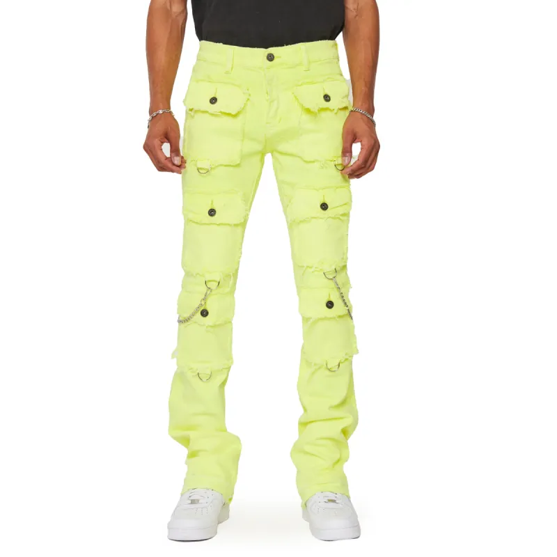 “HYBRID” JEANS VERDE LIME made by valabasas