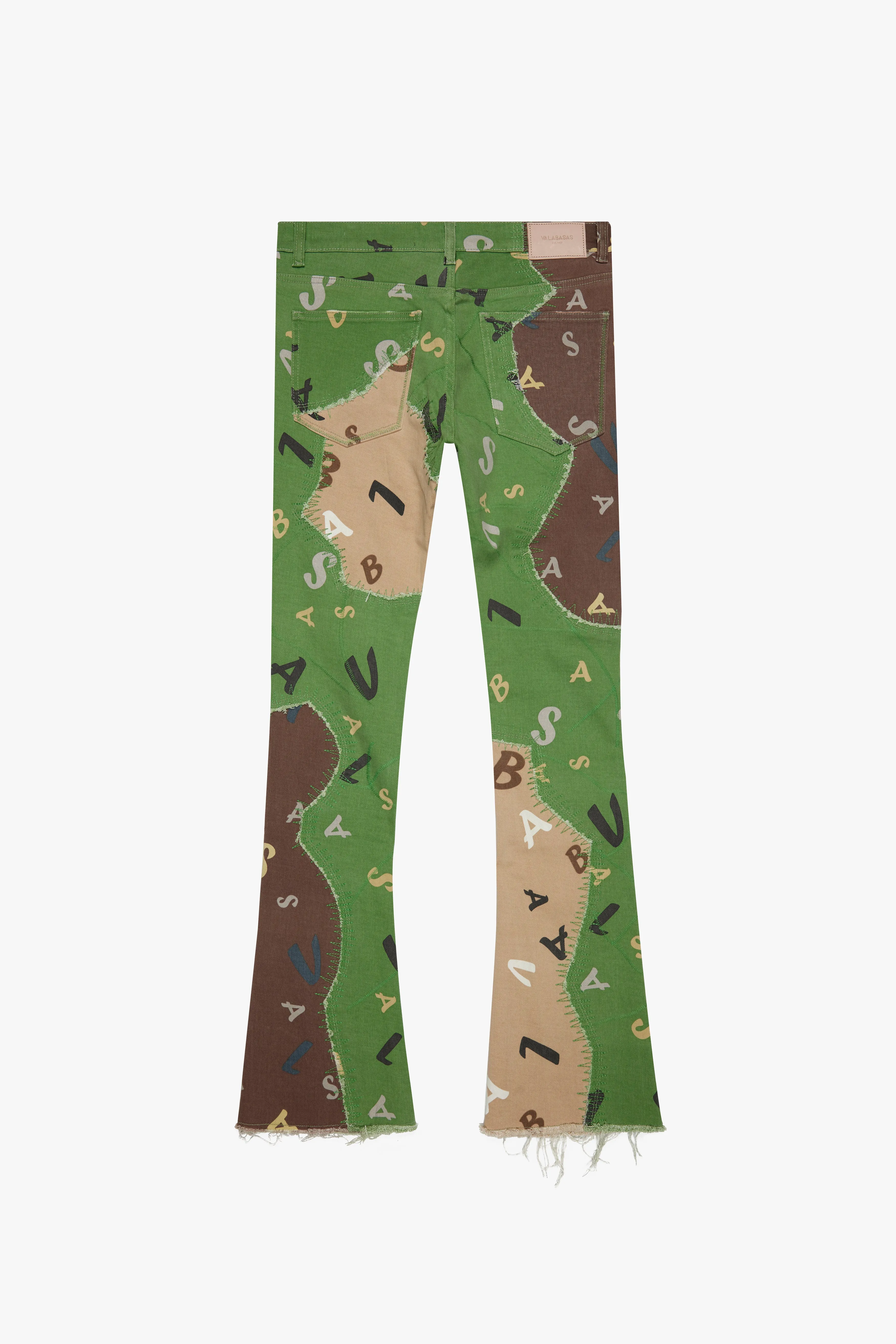 "DISTRACTED" STACKED FLARE JEAN KHAKI-LIME sold by valabasas product image thumbnail 4