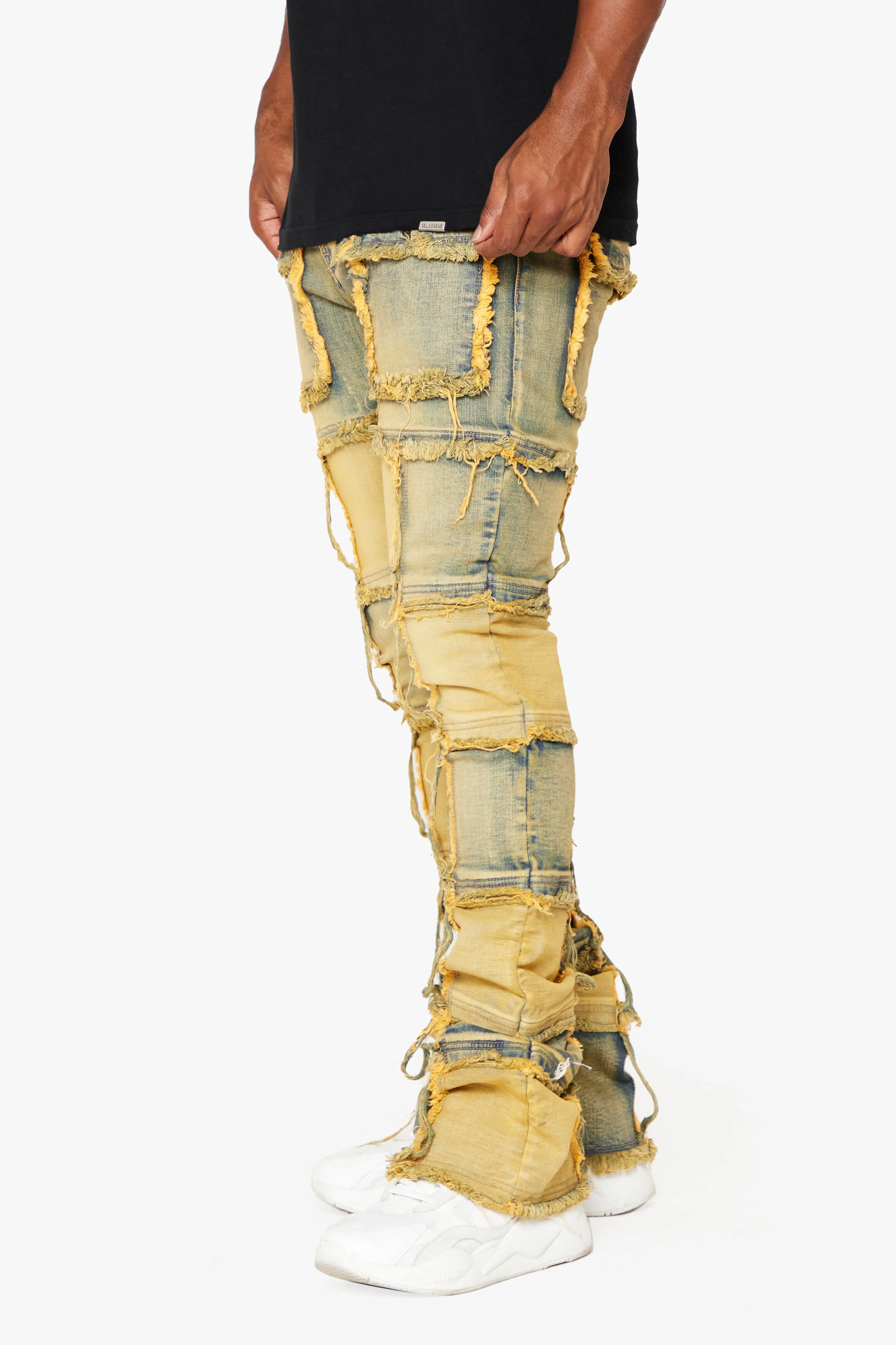 "THREADS” STACKED FLARE JEAN DIRTY VINTAGE WASH sold by valabasas