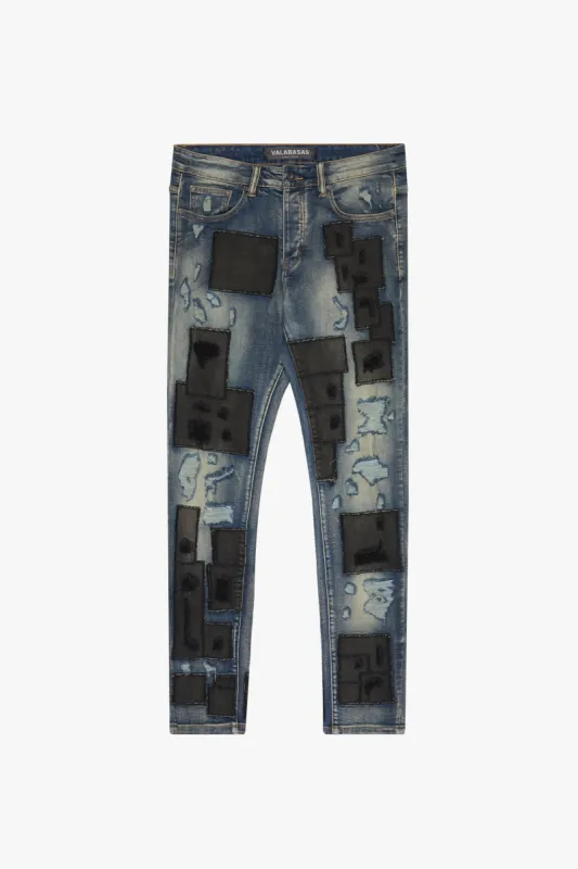 "PANELS"  BLUE BLACK SKINNY DENIM sold by valabasas