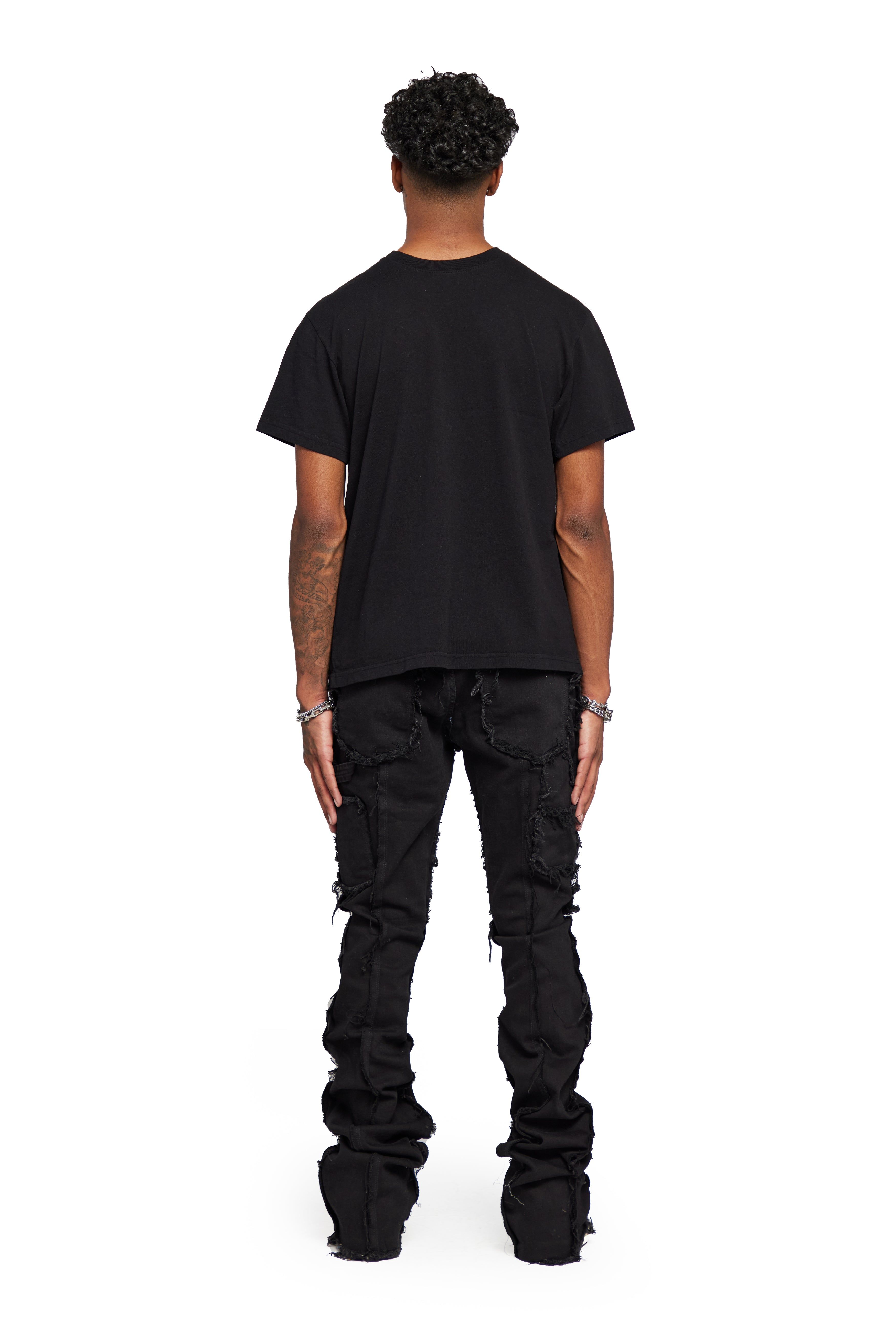 “V-ESNTL” BLACK SUPER STACKED FLARE JEAN sold by valabasas product image thumbnail 5