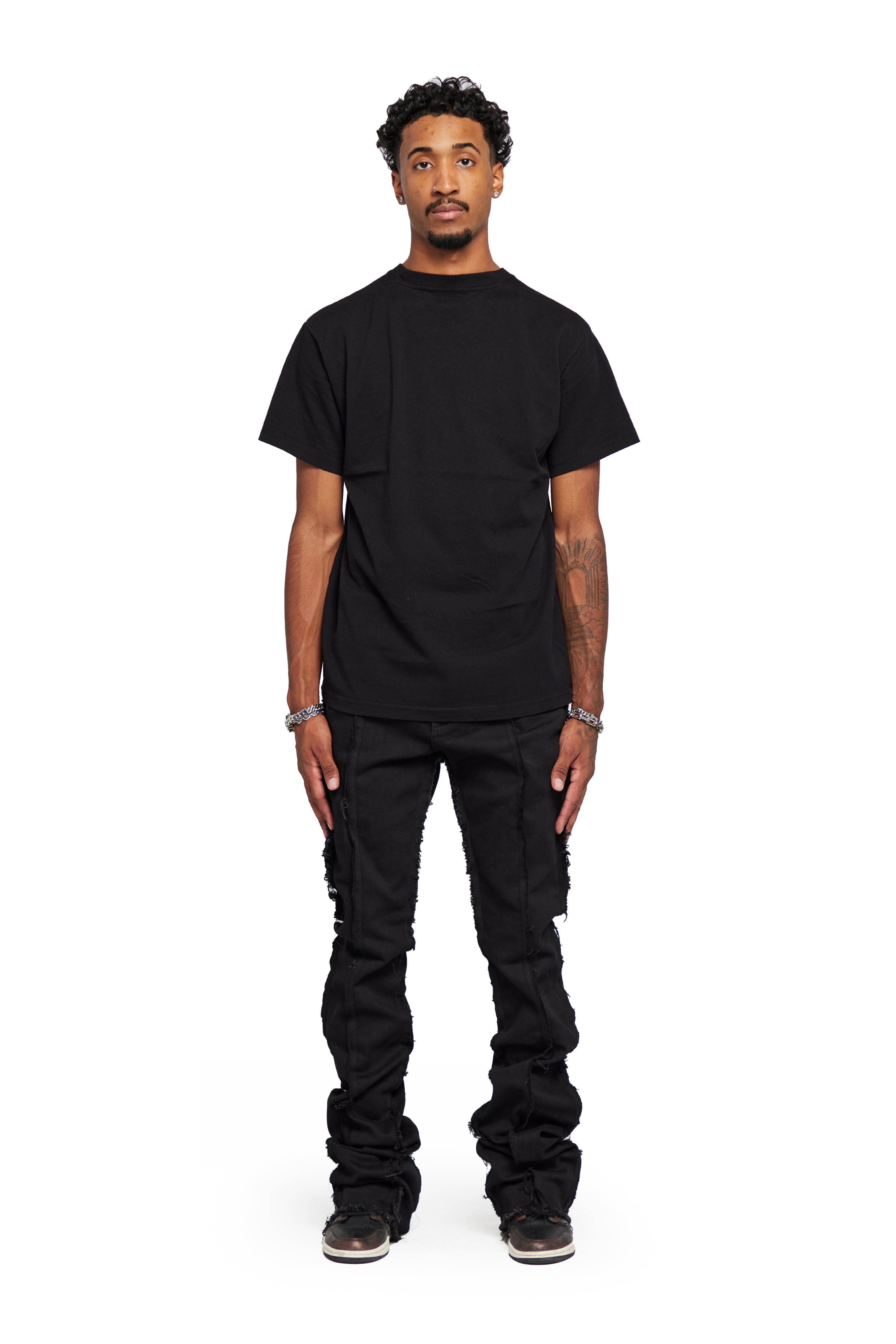 “V-ESNTL” BLACK SUPER STACKED FLARE JEAN sold by valabasas product image thumbnail 2