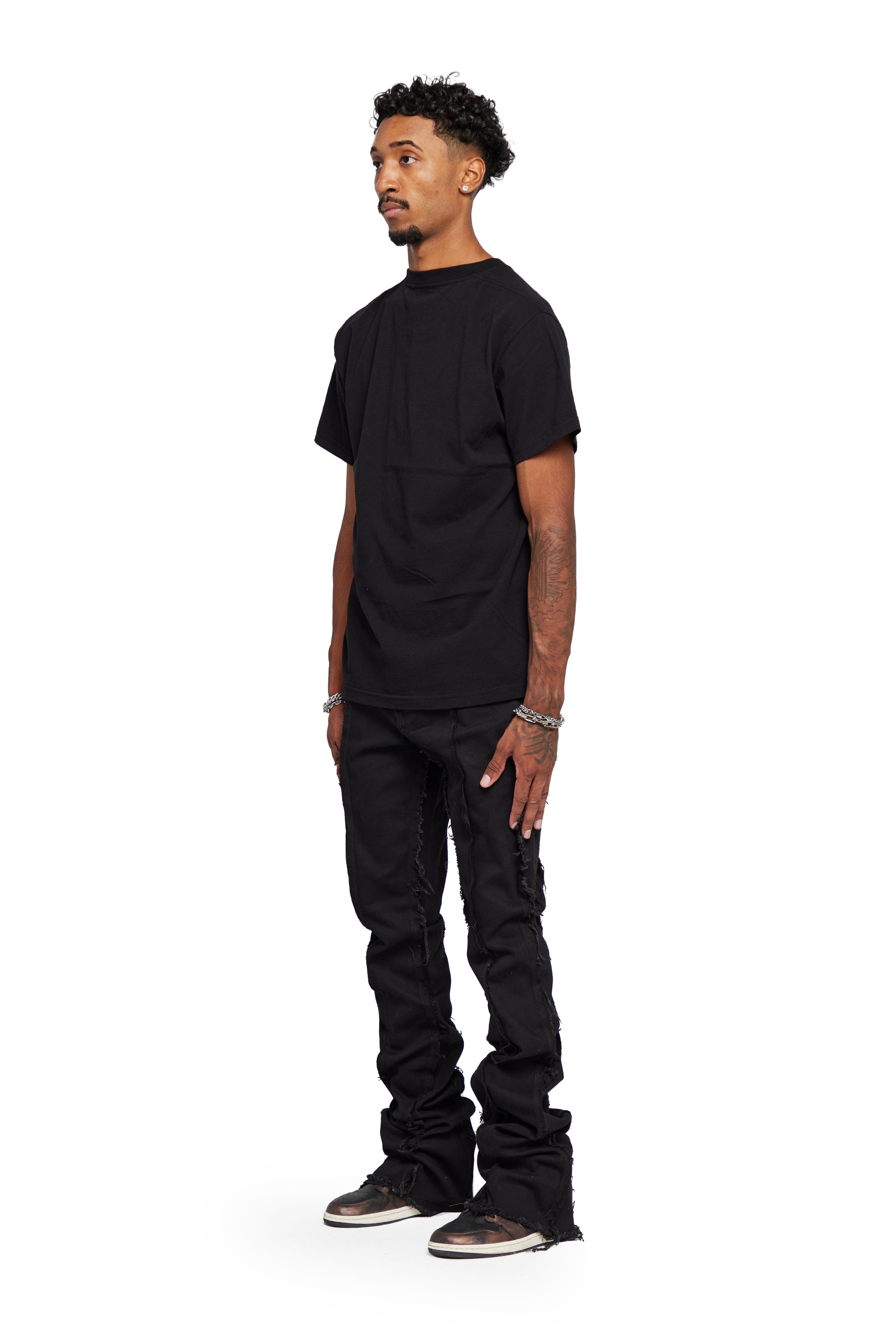 “V-ESNTL” BLACK SUPER STACKED FLARE JEAN sold by valabasas product image thumbnail 4