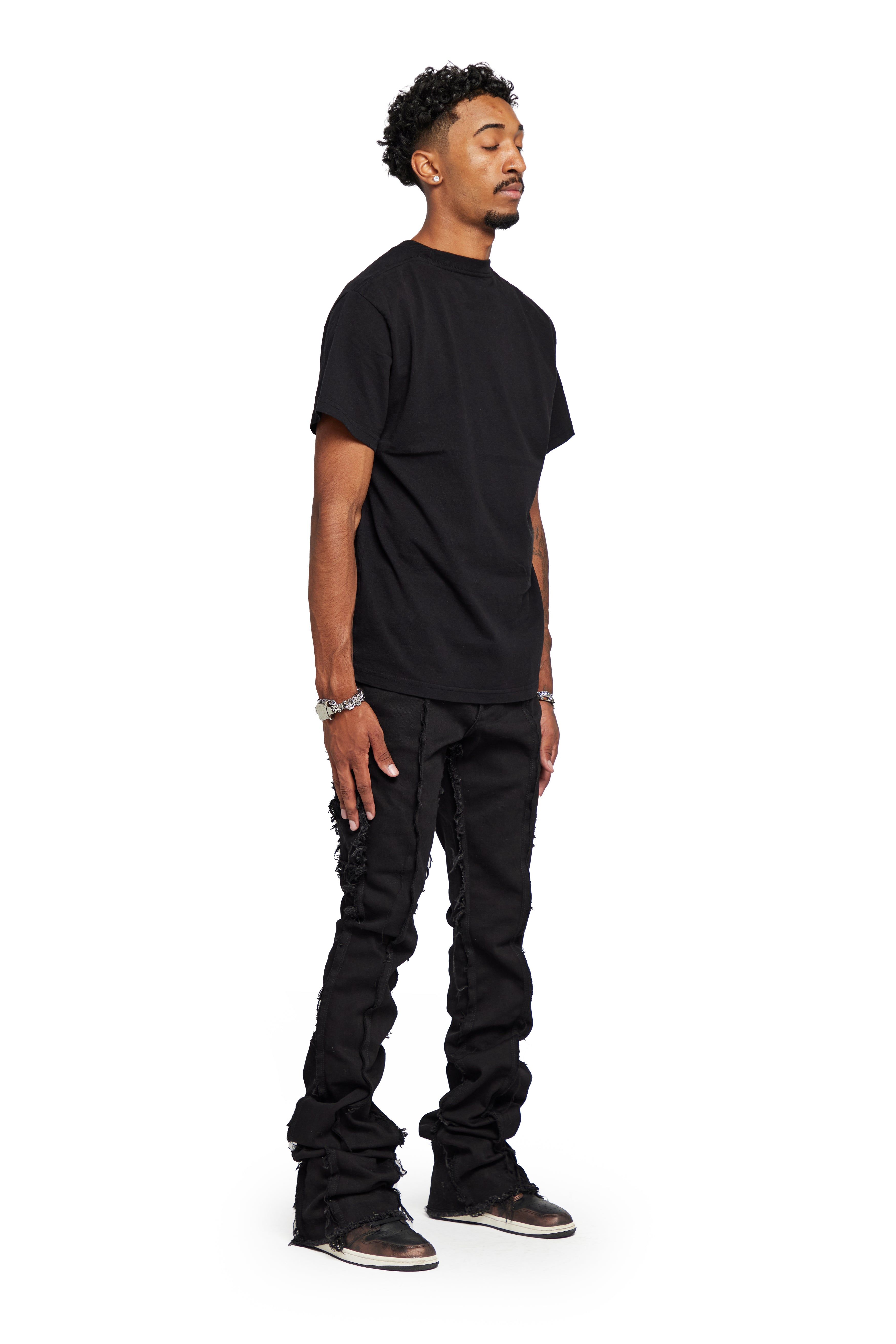 “V-ESNTL” BLACK SUPER STACKED FLARE JEAN sold by valabasas product image thumbnail 6