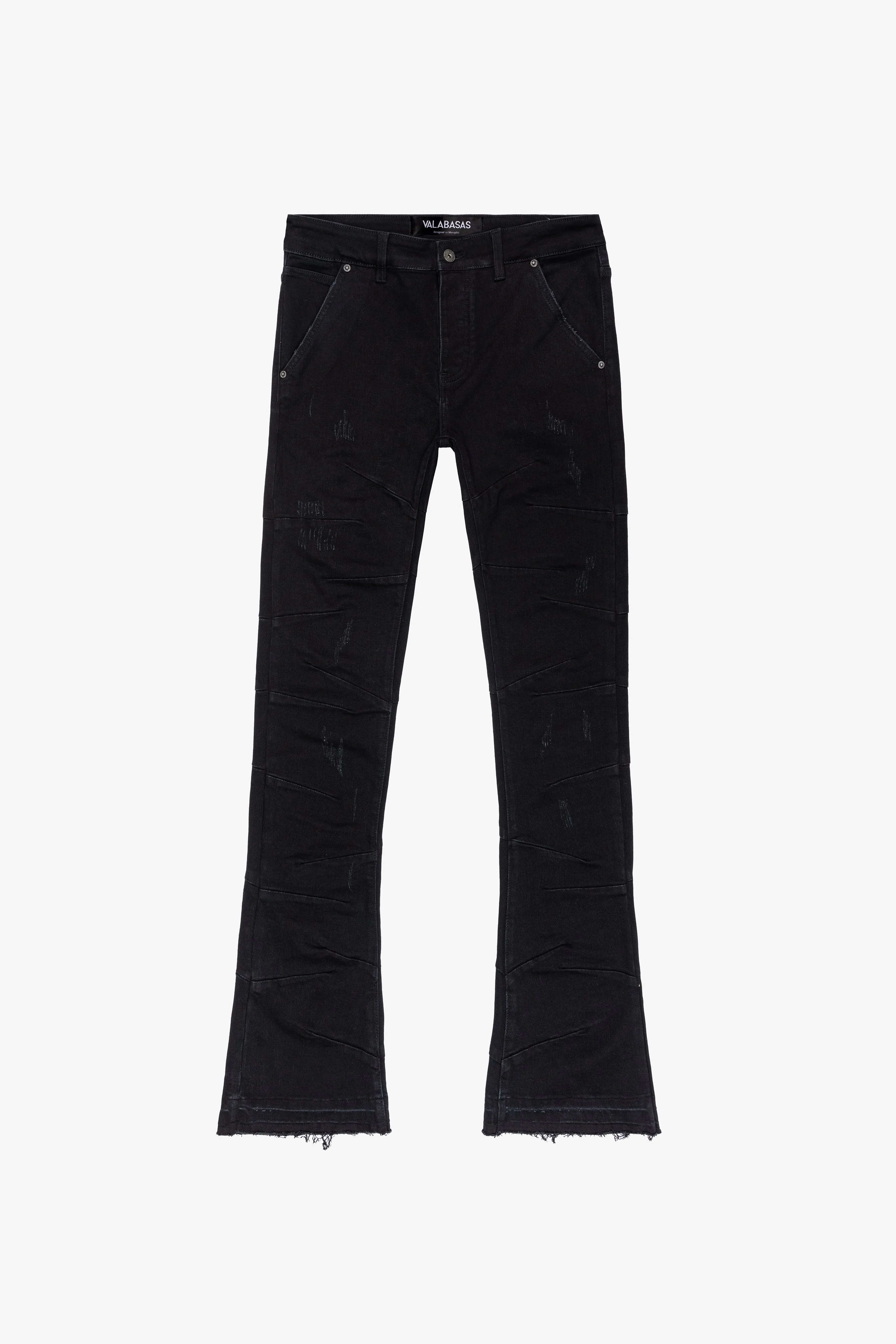 “WEST” BLACK STACKED FLARE JEAN sold by valabasas
