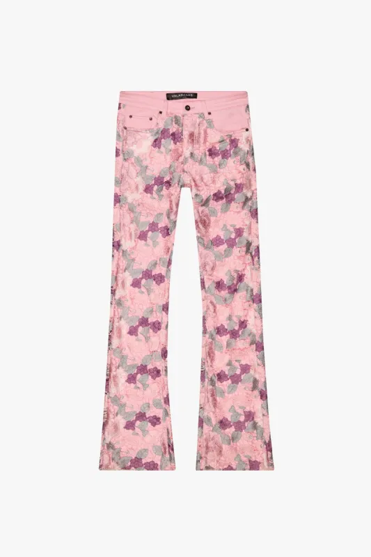 "HONEYCOMB" LAVENDER BLUSH STACKED FLARE JEAN sold by valabasas