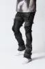 "PATCHWORK" FADED BLACK STACKED FLARE JEAN sold by valabasas