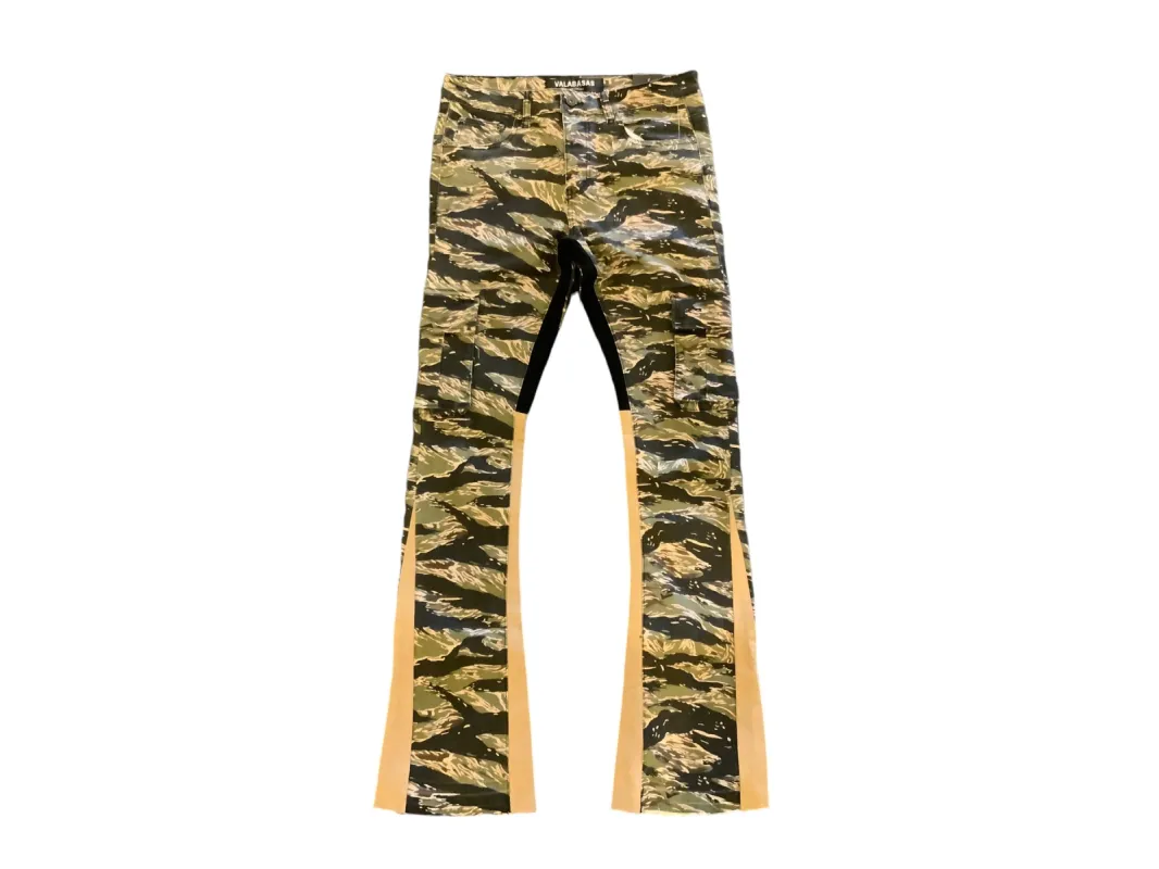"COMMANDER " STACKED FLARE JEAN BLACK YELLOW CAMO sold by valabasas