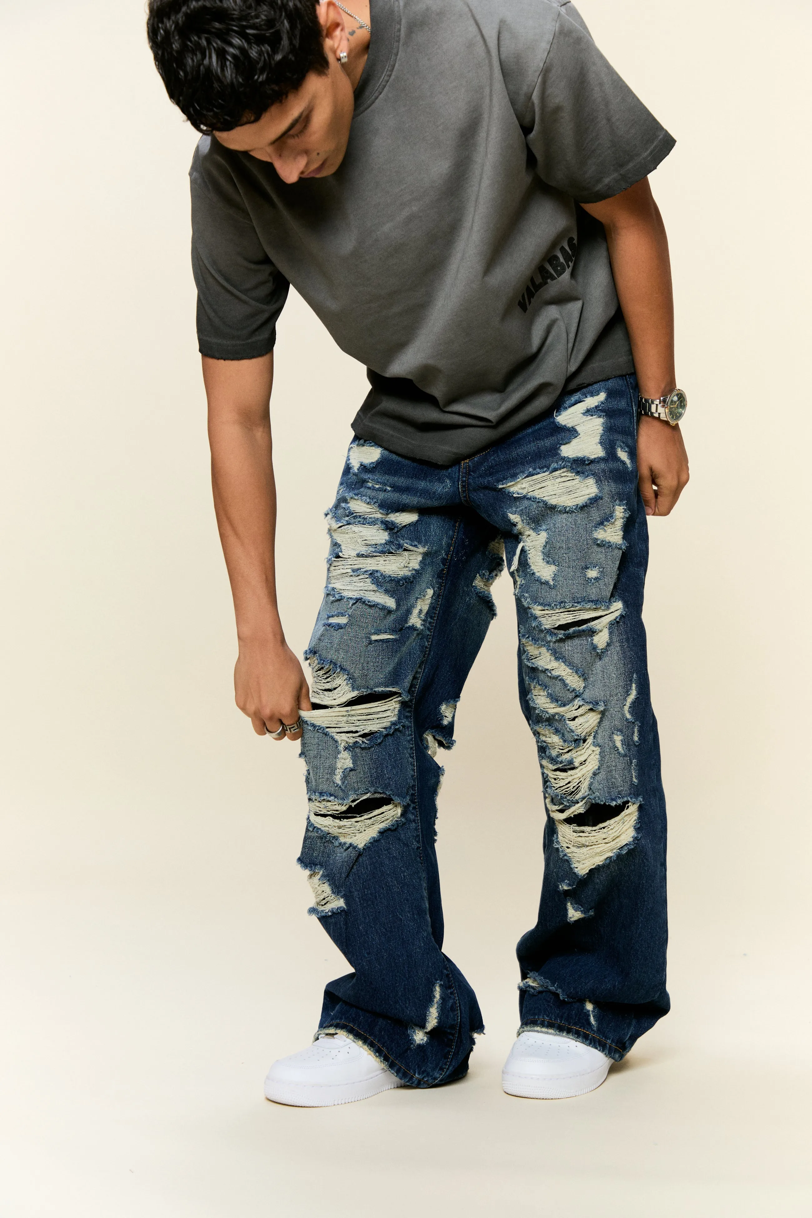 "SPLINTER" DIRTY BLUE BAGGY DENIM JEAN sold by valabasas