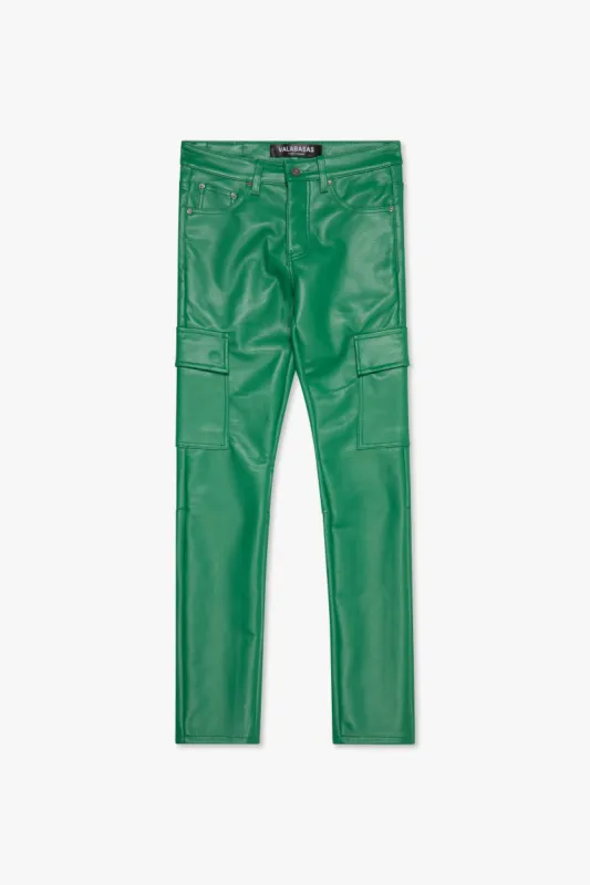 "CITING" GREEN SKINNY VEGAN LEATHER JEAN sold by valabasas