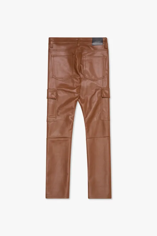 "CITING" BROWN SKINNY VEGAN LEATHER JEAN sold by valabasas
