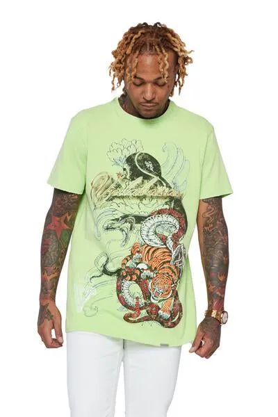 VALABASAS TEE "JUNGLE" VINTAGE LIME sold by valabasas
