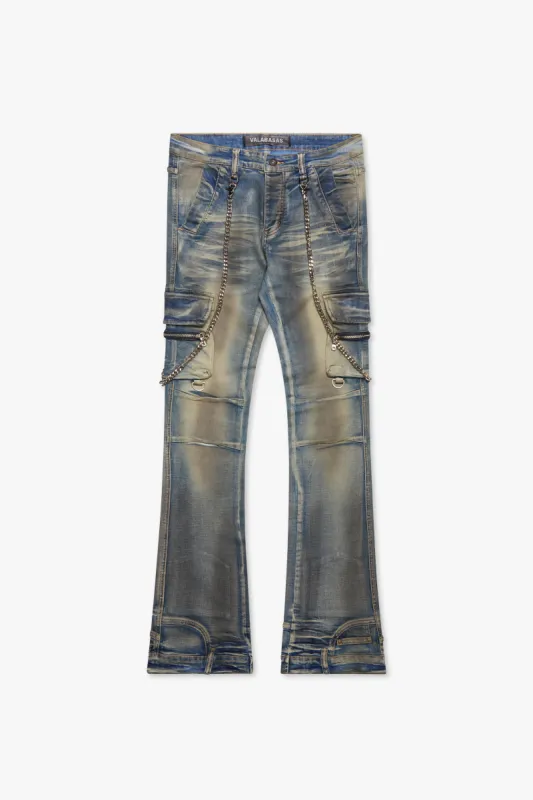 "ONYX" DIRTY WASH STACKED FLARE sold by valabasas