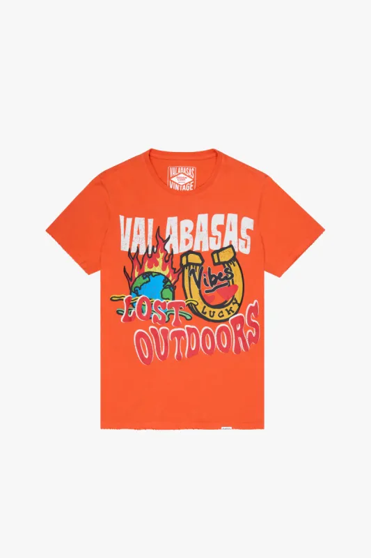 "LUCKY VIBES" TEE VINTAGE FLAME ORANGE sold by valabasas