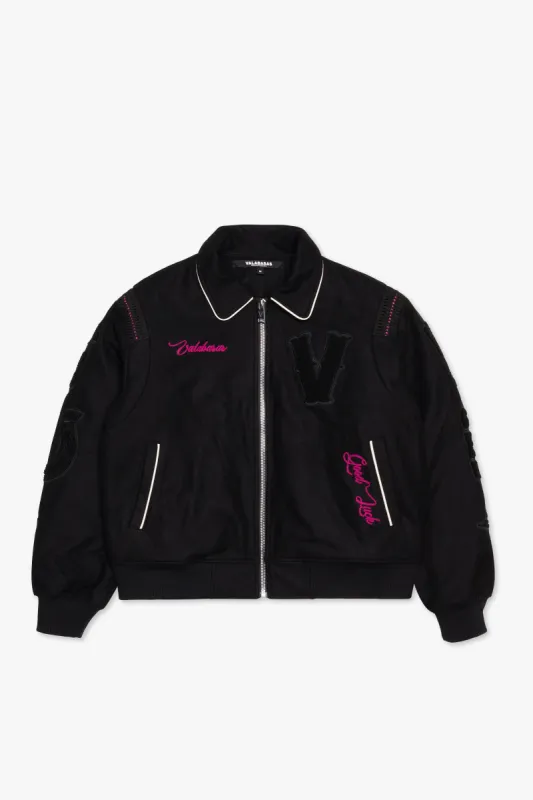 "WILD BUNCH" BLACK LETTERMAN JACKET sold by valabasas