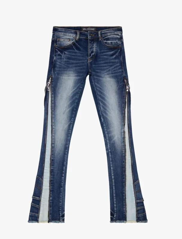 "ADAPT" DK. BLUE WASH STACKED FLARE JEAN sold by valabasas