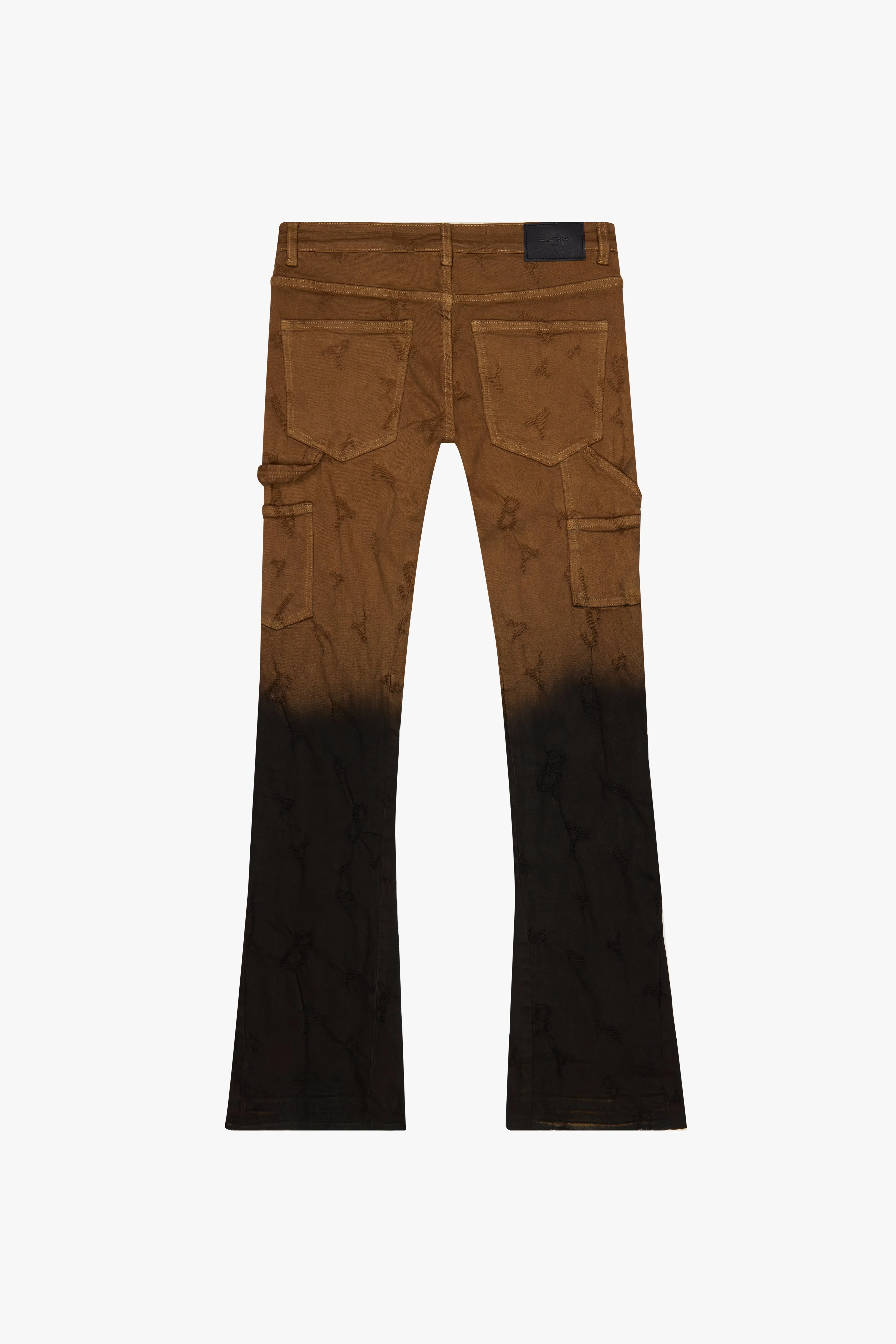 "GRIDLOCK" STACKED FLARE DENIM DARK KHAKI sold by valabasas product image thumbnail 3