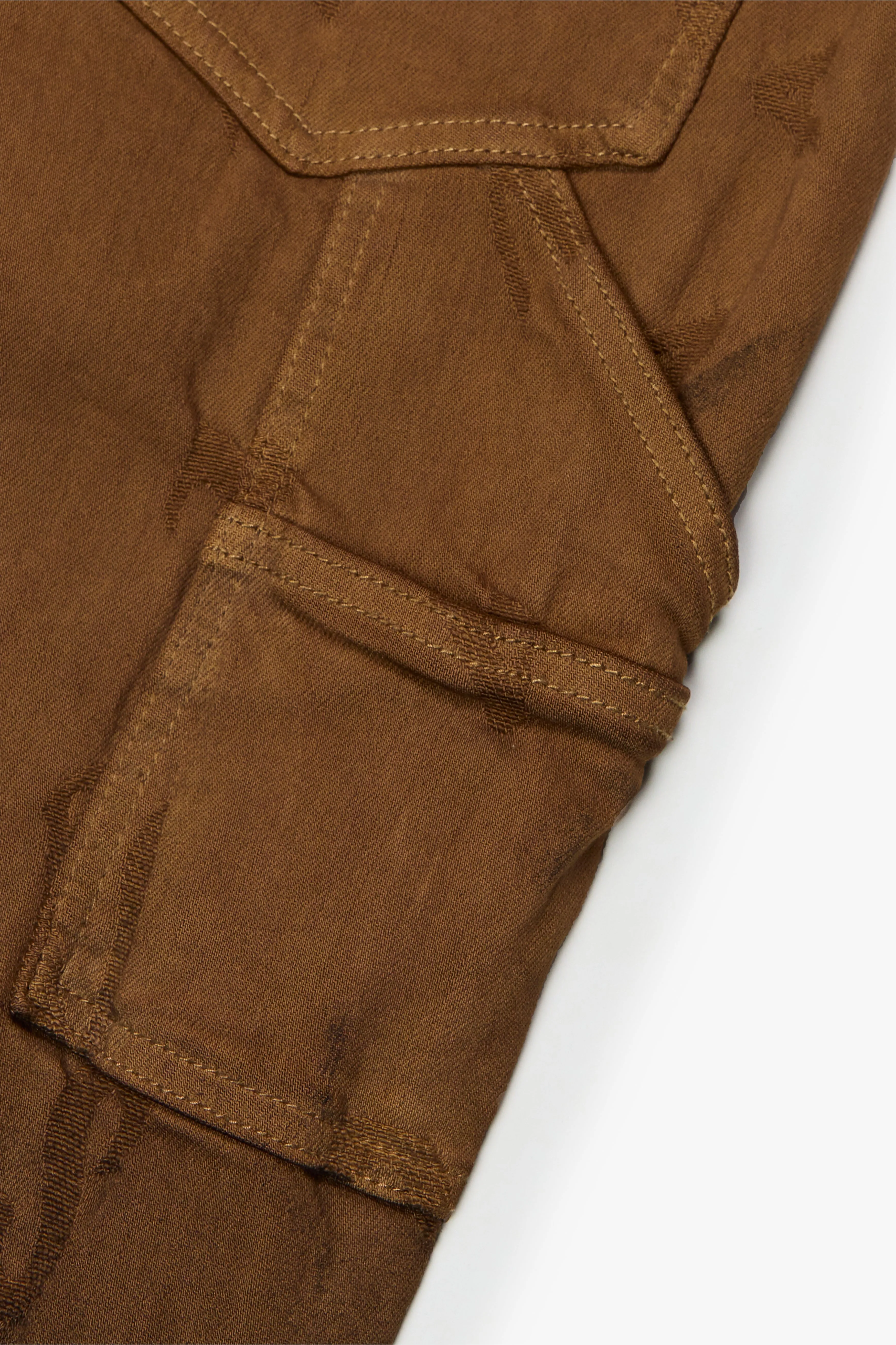 "GRIDLOCK" STACKED FLARE DENIM DARK KHAKI sold by valabasas product image thumbnail 4