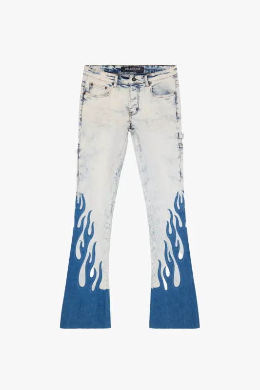 "FLAME" LIGHT BLUE STACKED FLARE JEAN sold by valabasas