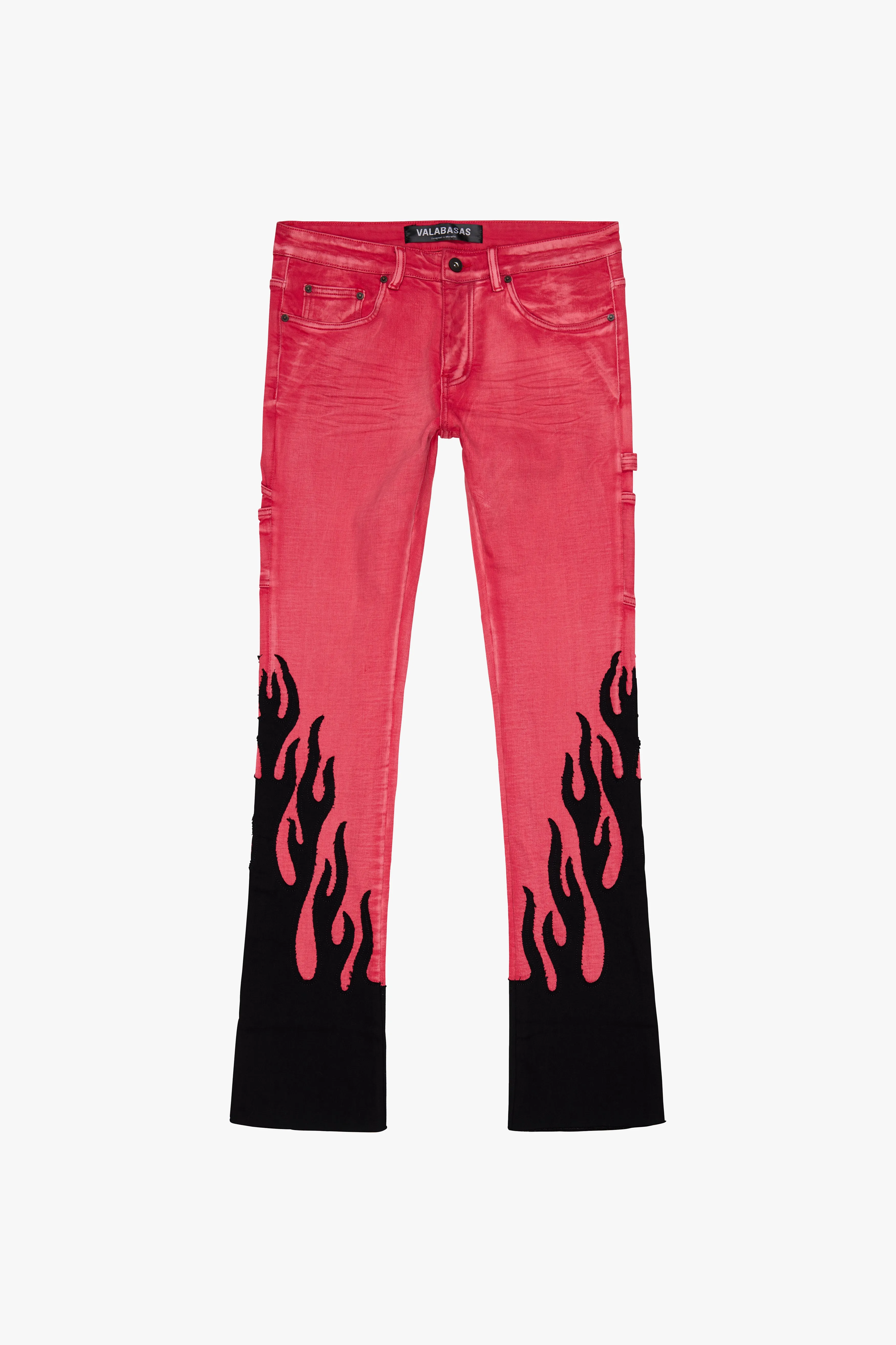 "FLARE" STACKED FLARE JEAN RED BLACK sold by valabasas